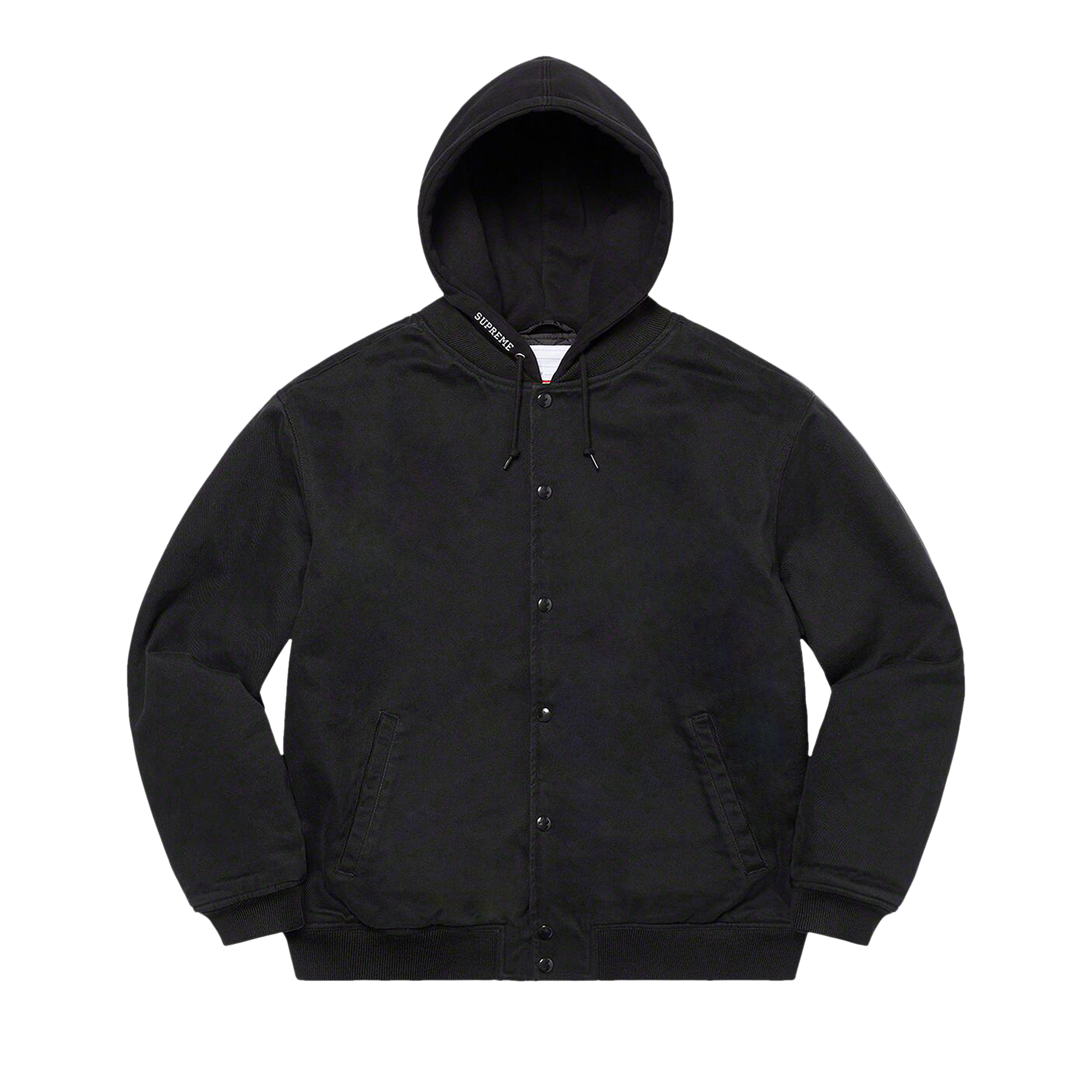 Pre-owned Supreme Hooded Twill Varsity Jacket 'black'