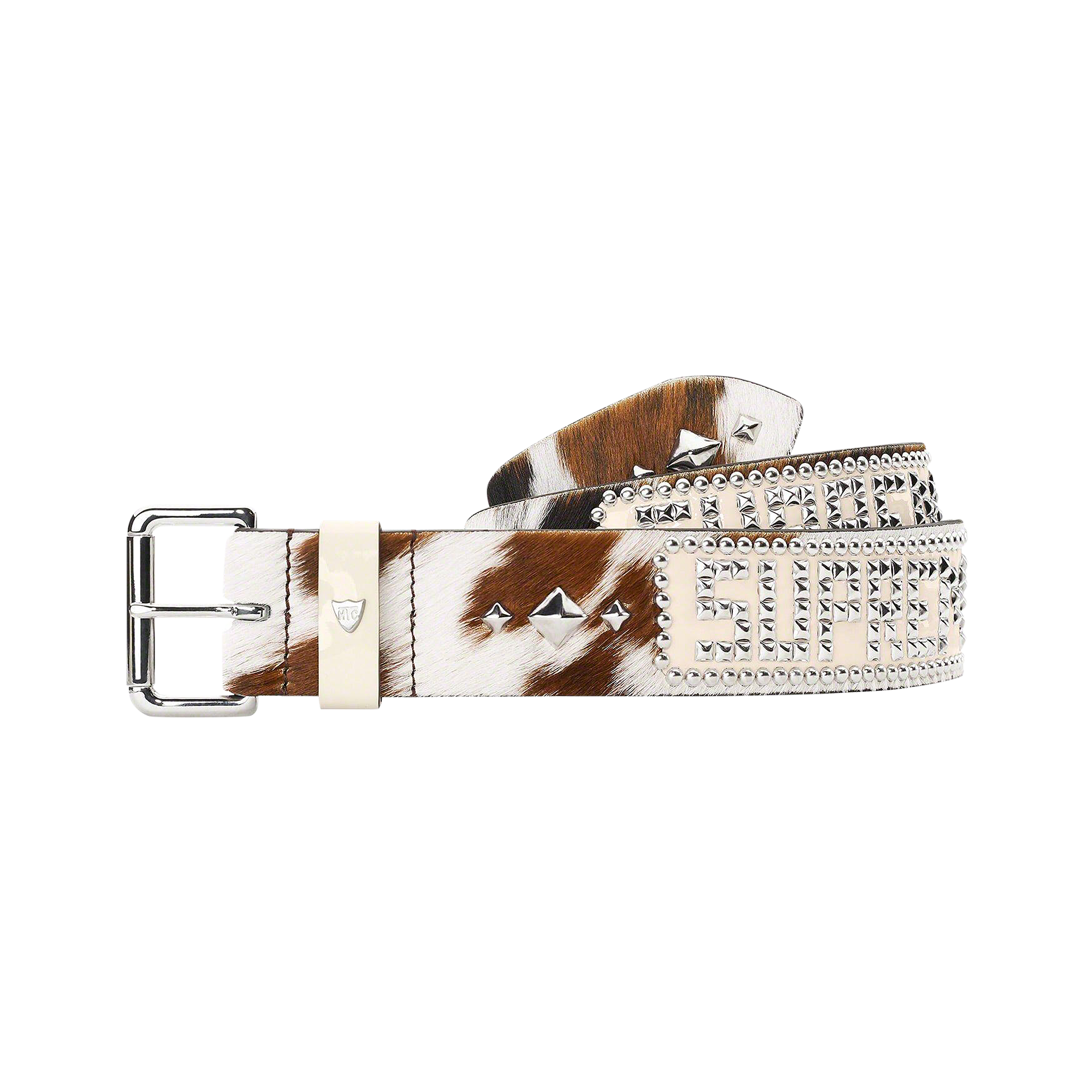 Pre-owned Supreme X Hollywood Trading Company Studded Belt 'cow' In White