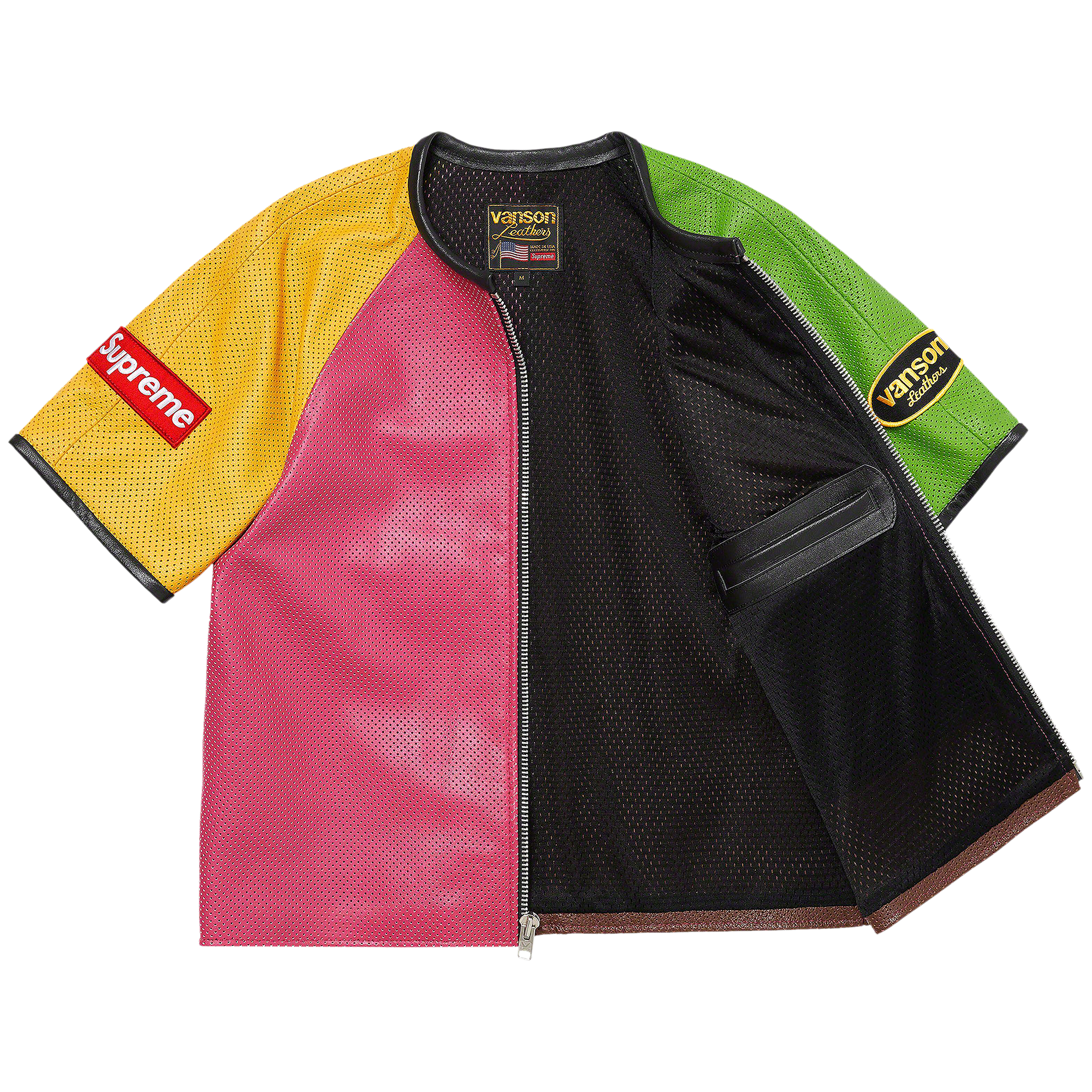 Pre-owned Supreme X Vanson Leathers Short-sleeve Racing Jacket 'multicolor' In Multi-color