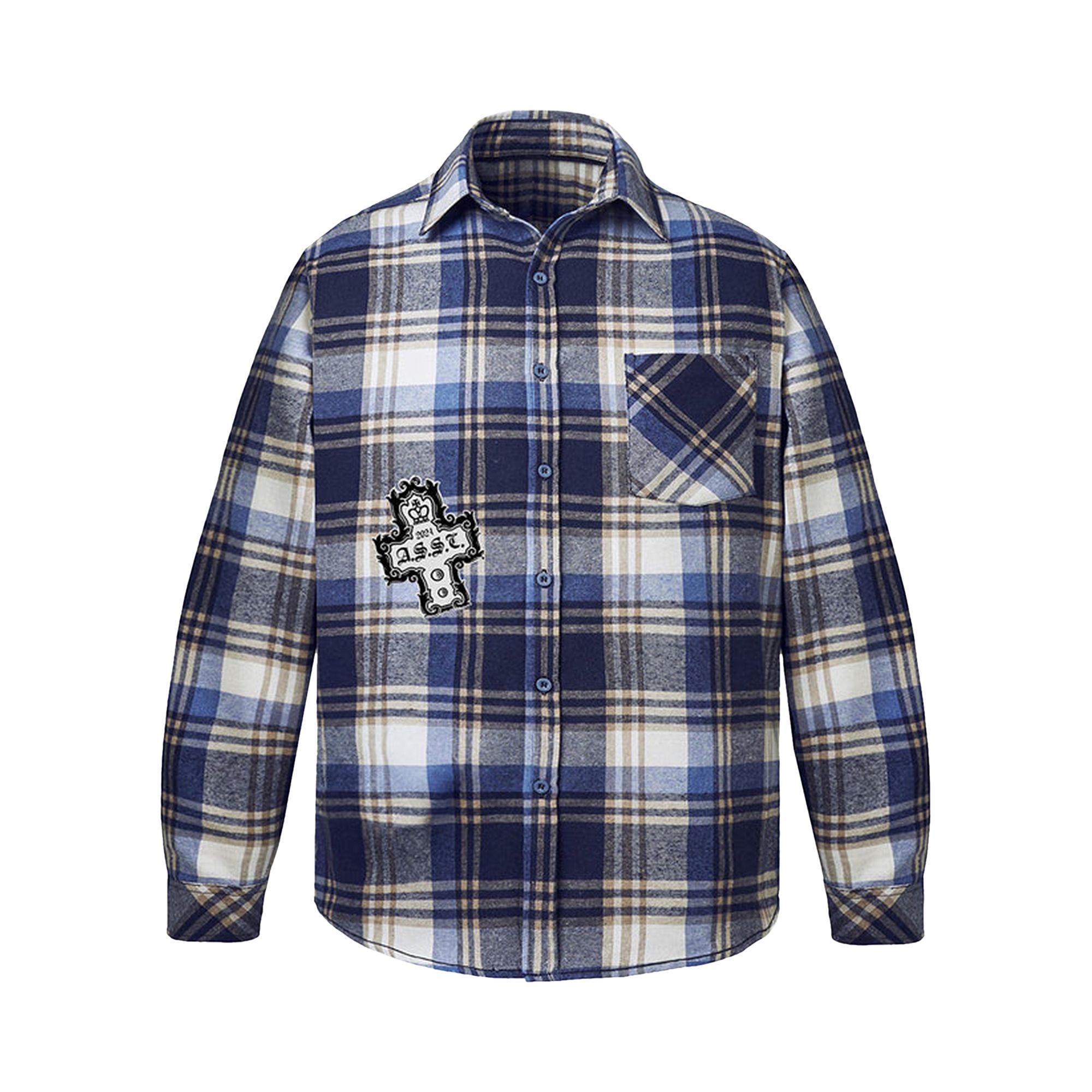 Pre-owned Anti Social Social Club Crown Flannel 'blue/ecru' | Multi-color | Men's Size Xxl