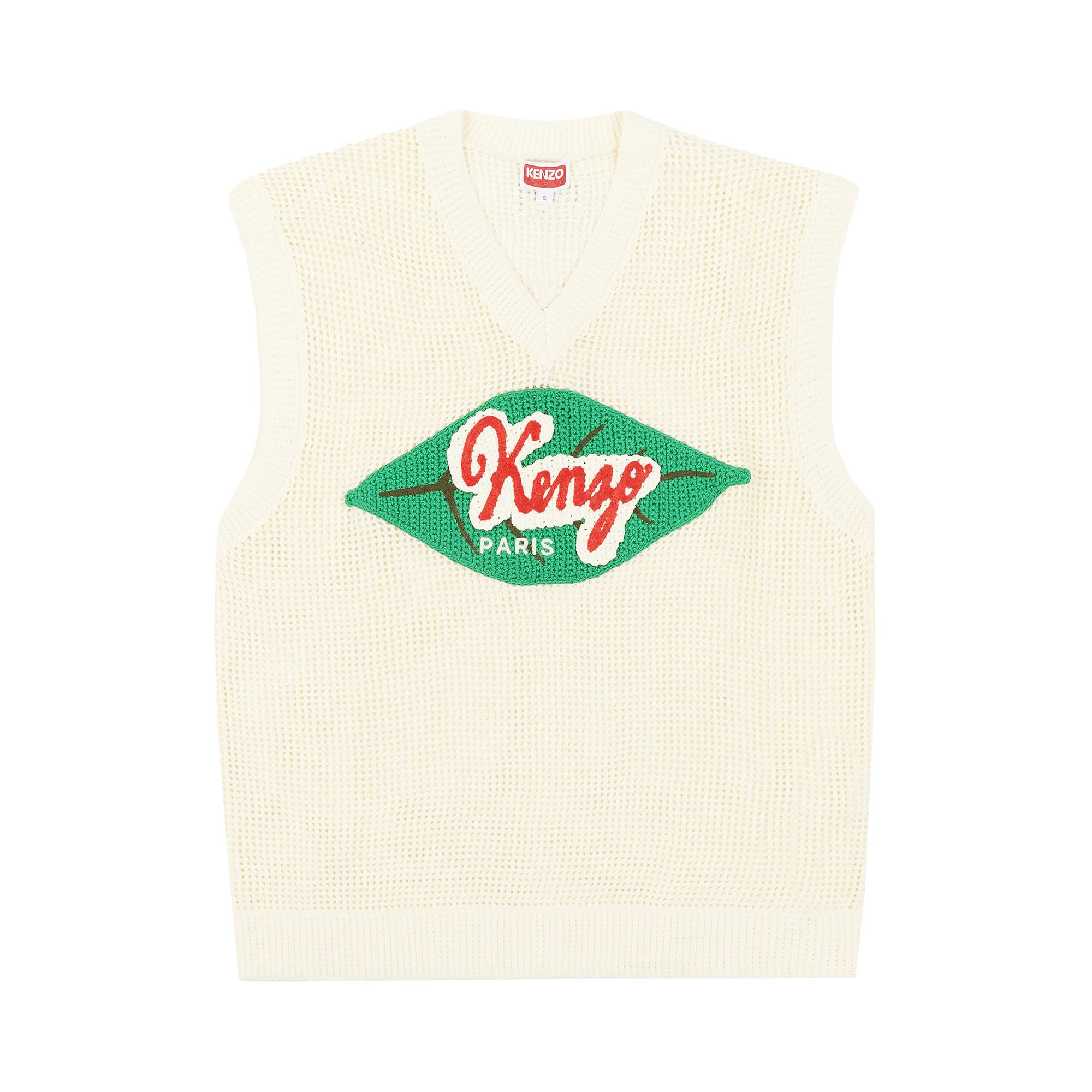 Kenzo Fruit Stickers V Neck Sweater Vest 'Beige' | Tan | Men's Size L