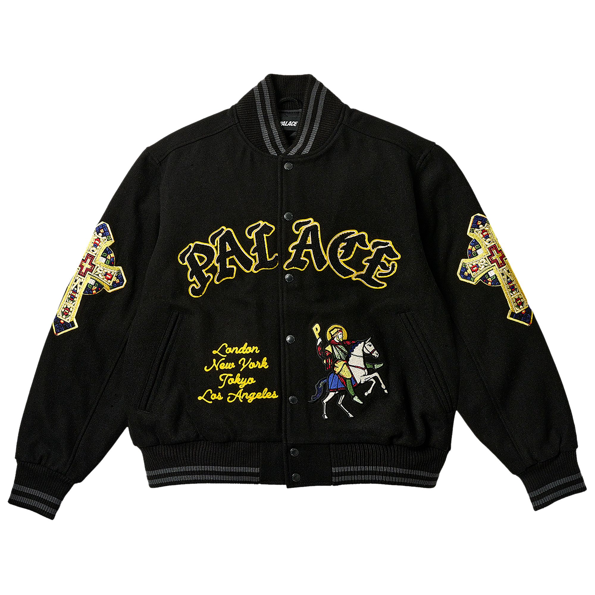 Pre-owned Palace Saints Varsity Jacket 'black'