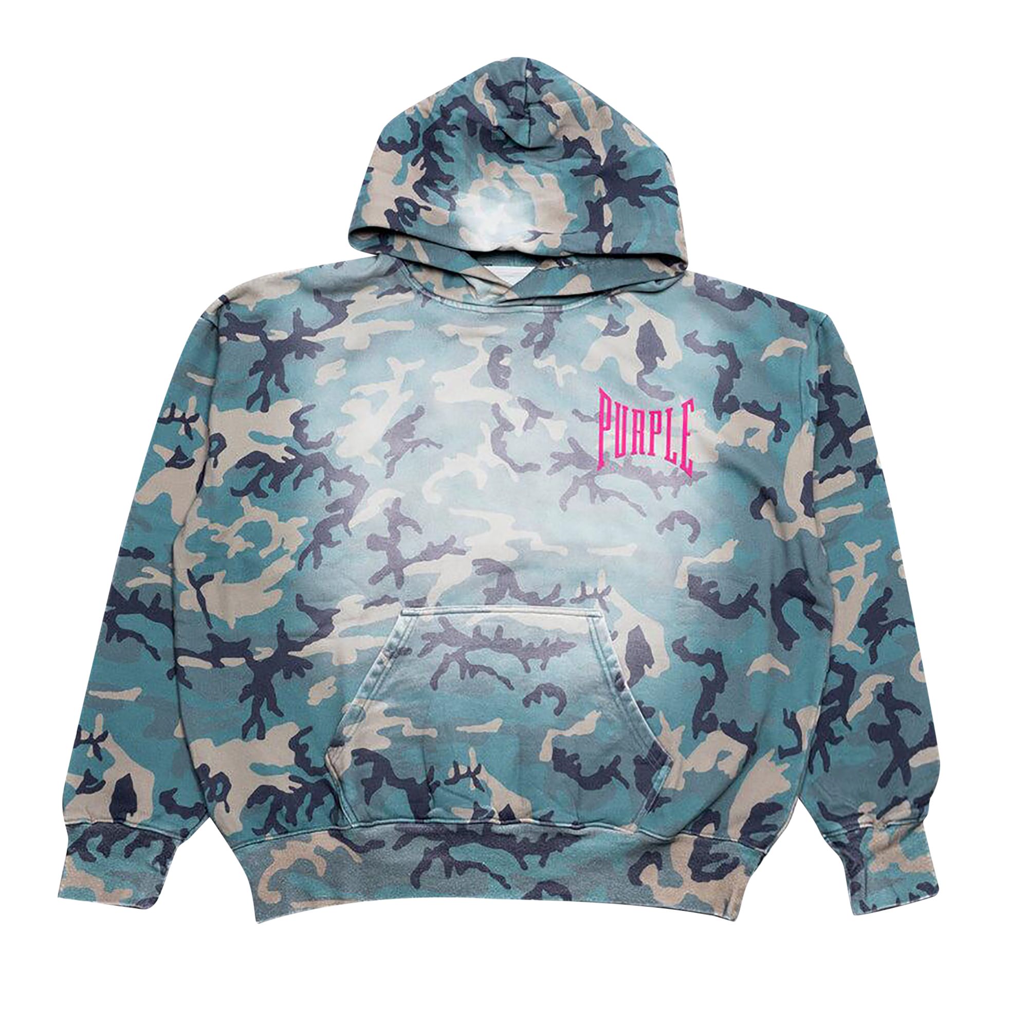 Pre-owned Purple Brand Faded Camo Hoodie 'all Over Print' | Blue | Men's Size S
