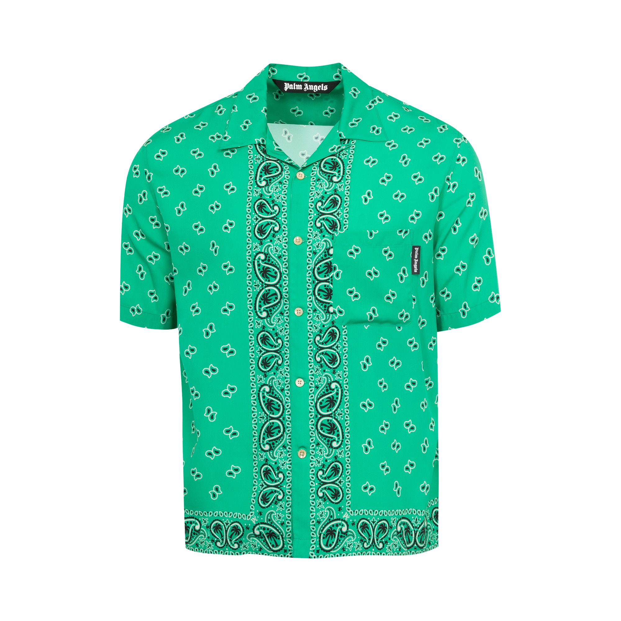 Pre-owned Palm Angels Paisley Bowling Shirt 'green' | Men's Size 50