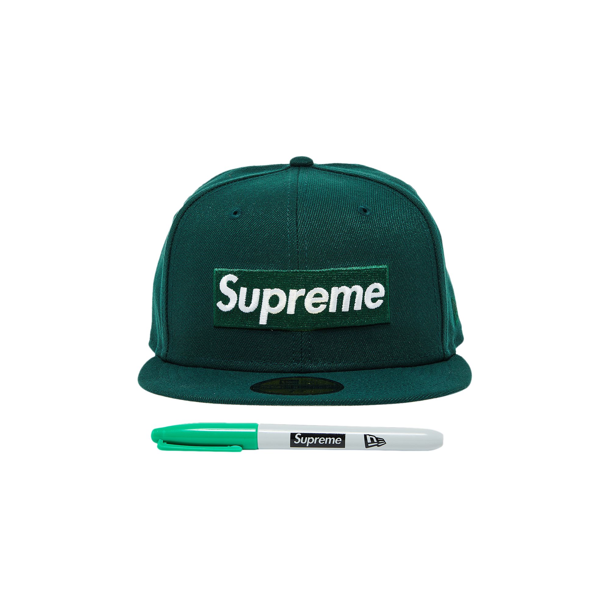 Pre-owned Supreme Sharpie Box Logo New Era 'dark Green' | Men's Size 7.375