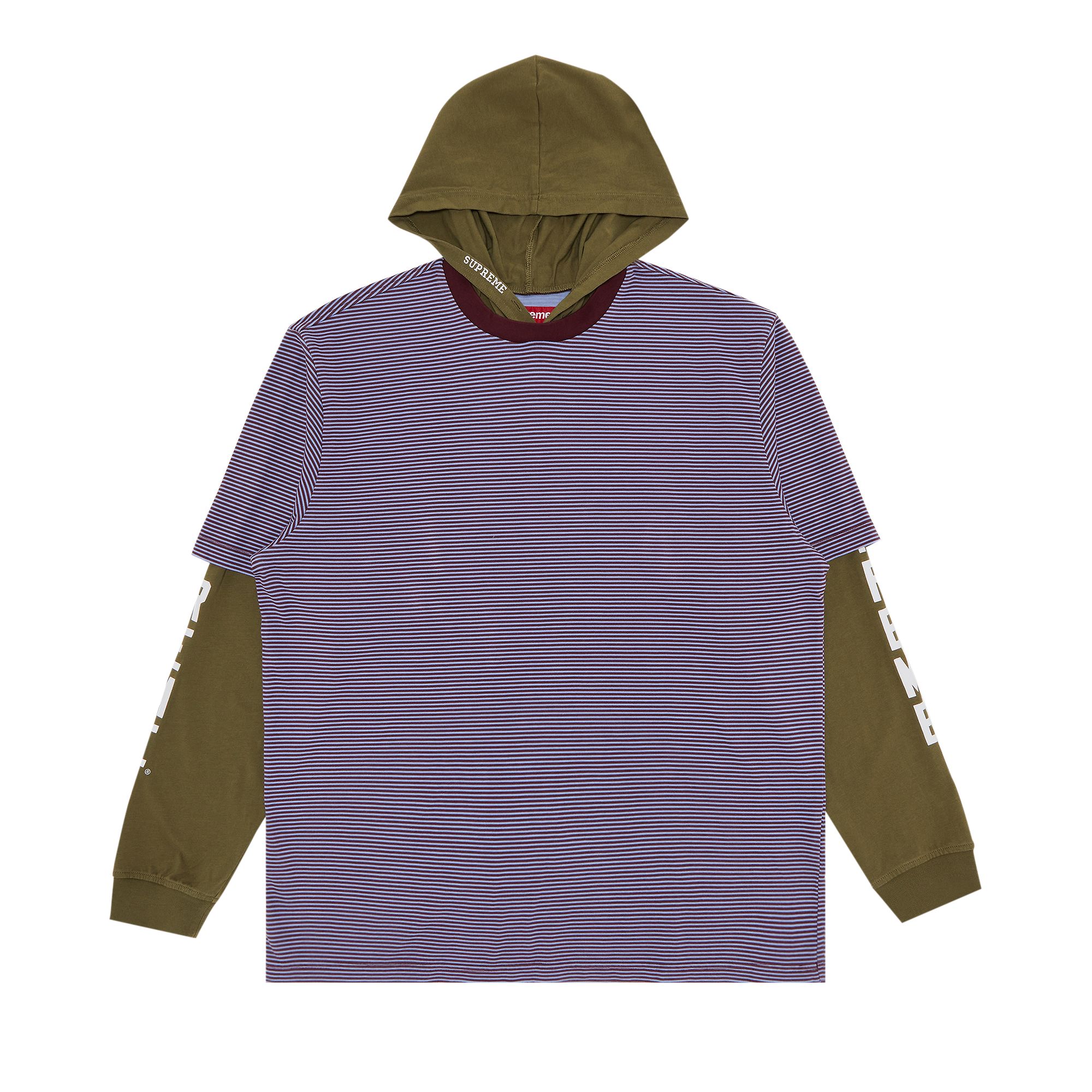 Supreme Layered Hooded Long-Sleeve Top 'Olive' | Green | Men's Size 2XL
