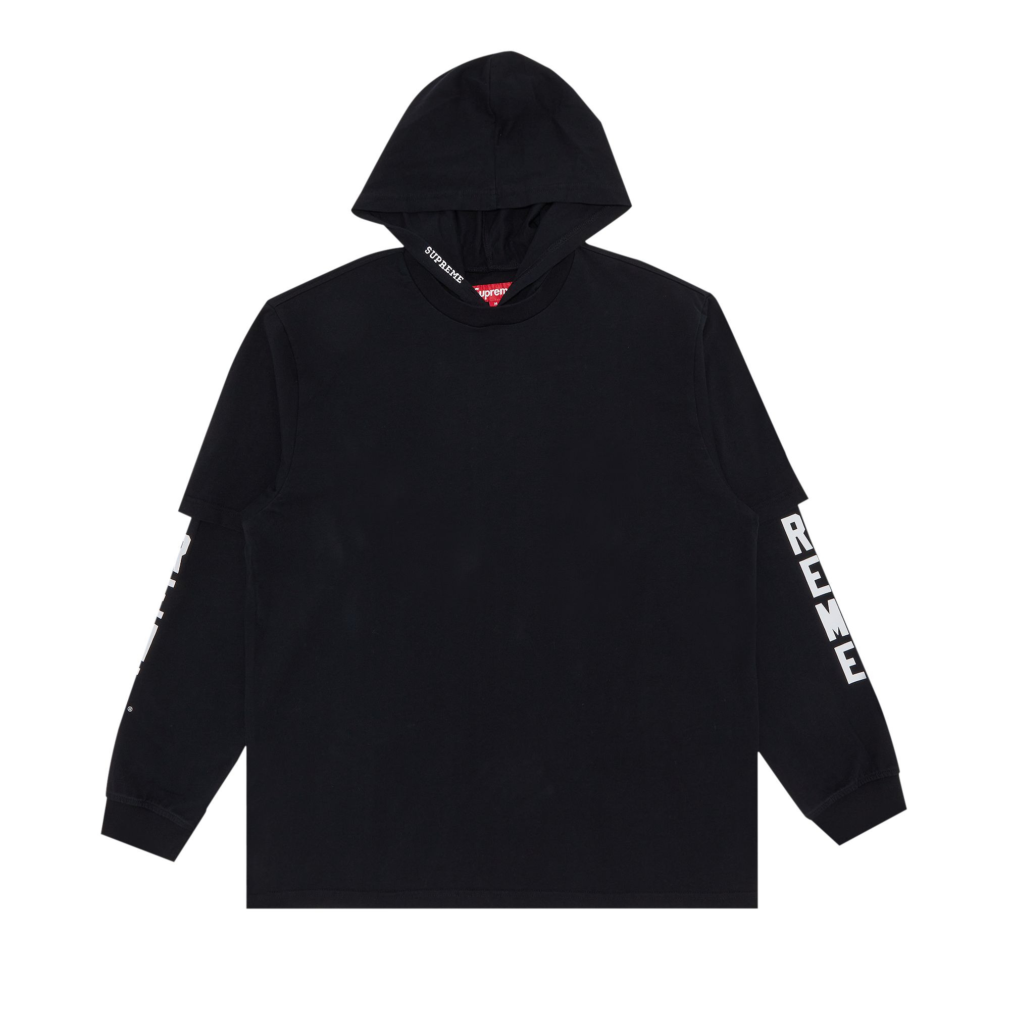 Supreme Layered Hooded Long-Sleeve Top 'Black' | Men's Size XL