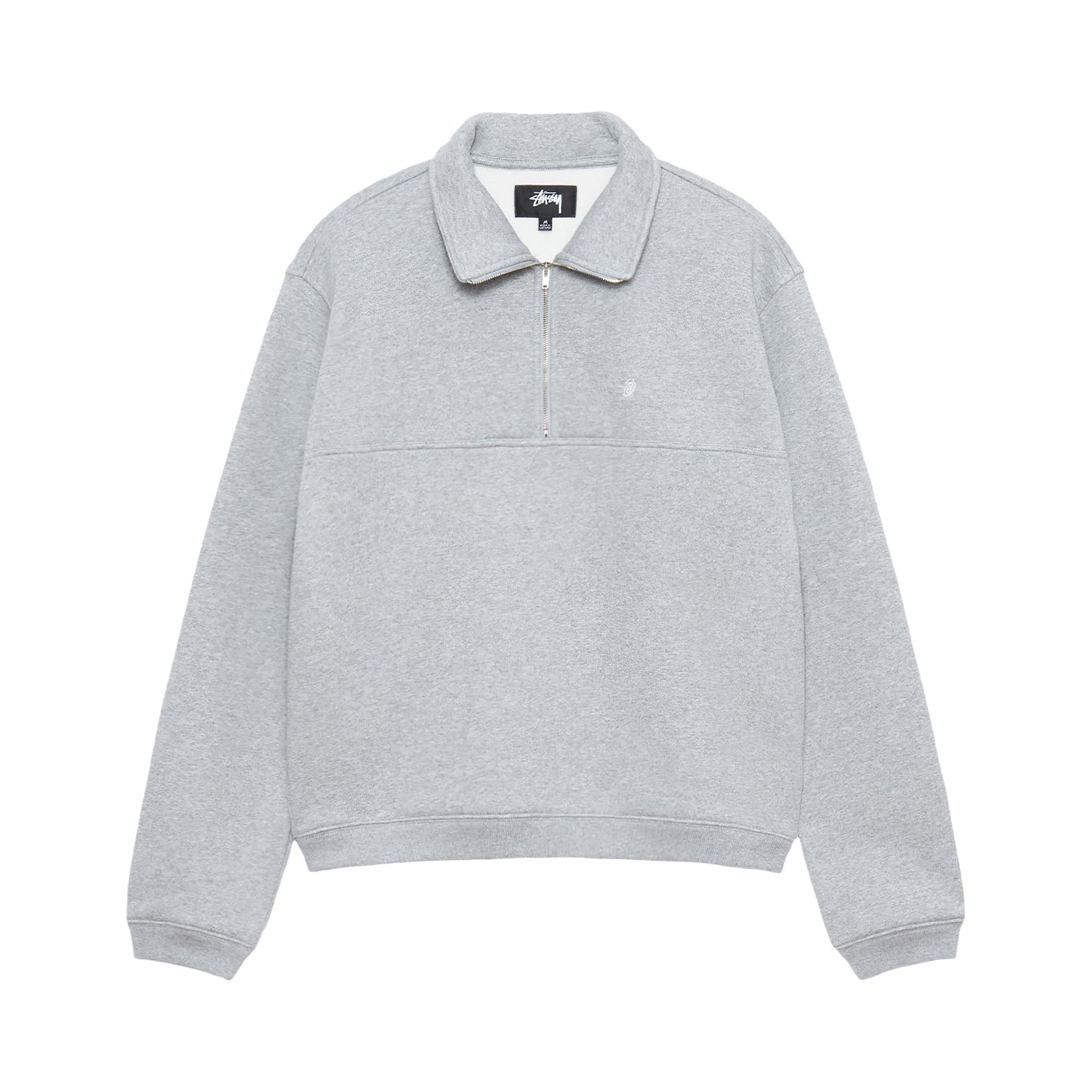 Stussy Fleece Zip Mockneck 'Grey Heather' | Men's Size L
