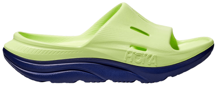 HOKA Ora Recovery Slide 3 Kids Lettuce Bellwether Blue