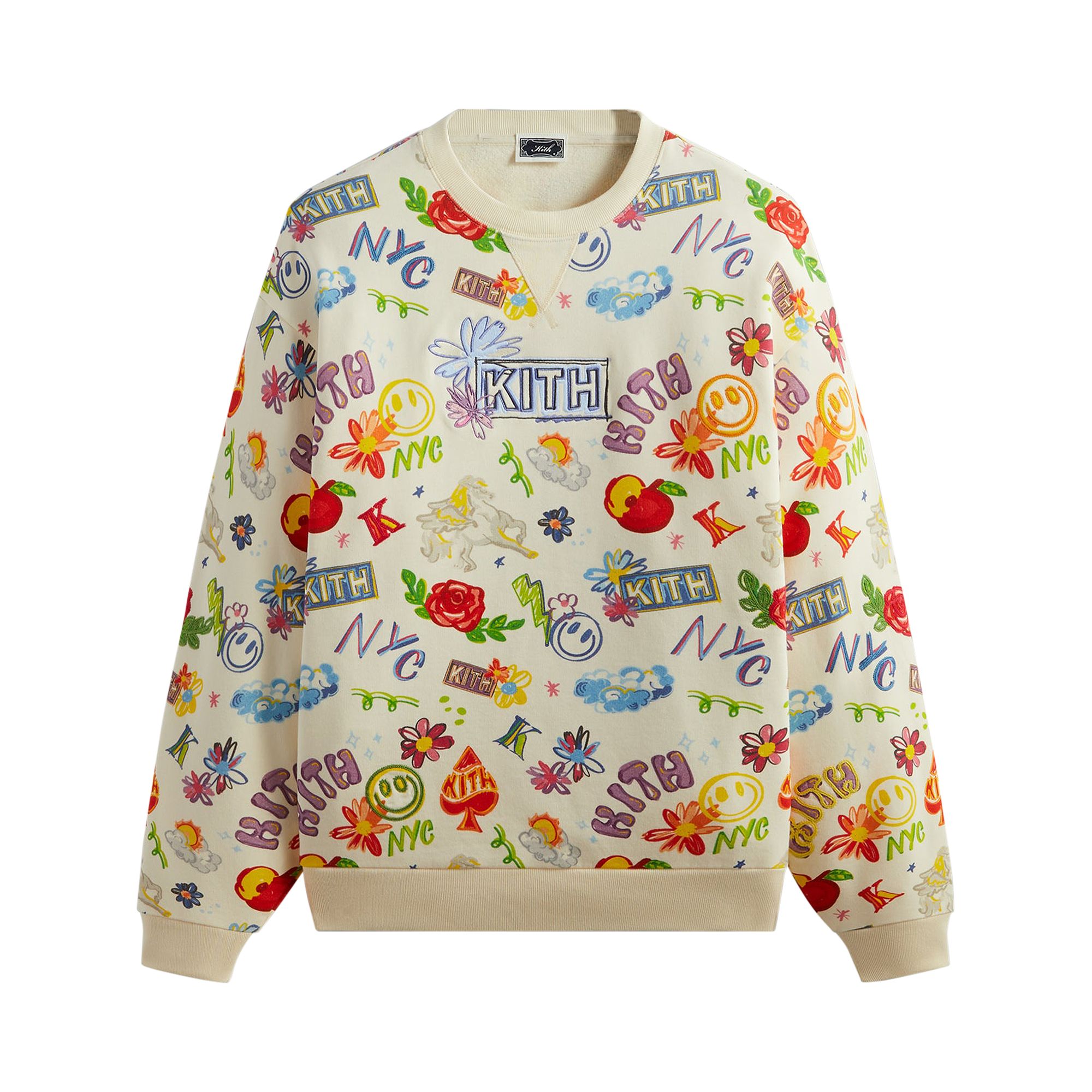 Pre-owned Kith Sketchbook Nelson Crewneck 'sandrift' | Cream | Men's Size L In White
