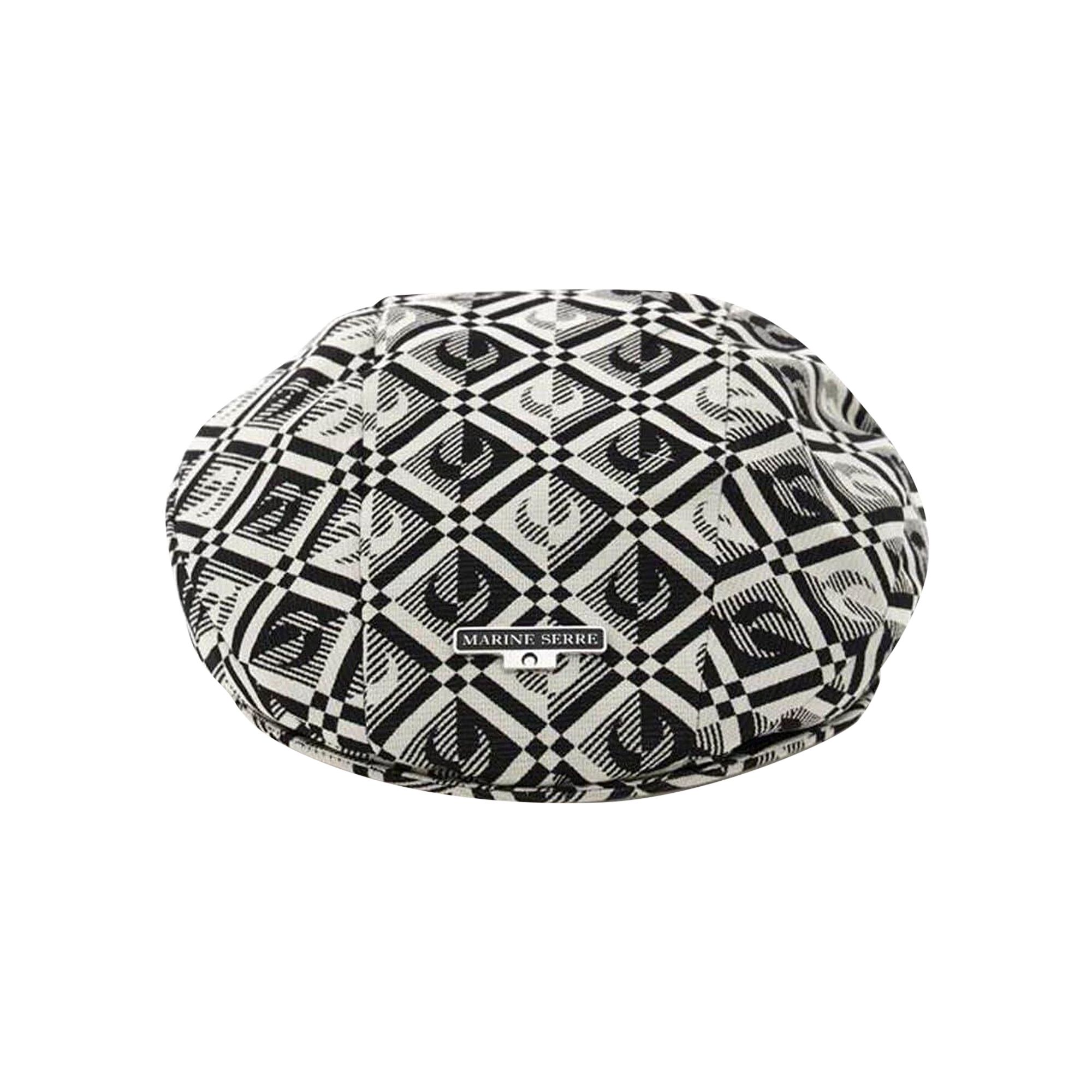 Pre-owned Marine Serre Moon Diamant Print Beret 'black' | Women's Size S