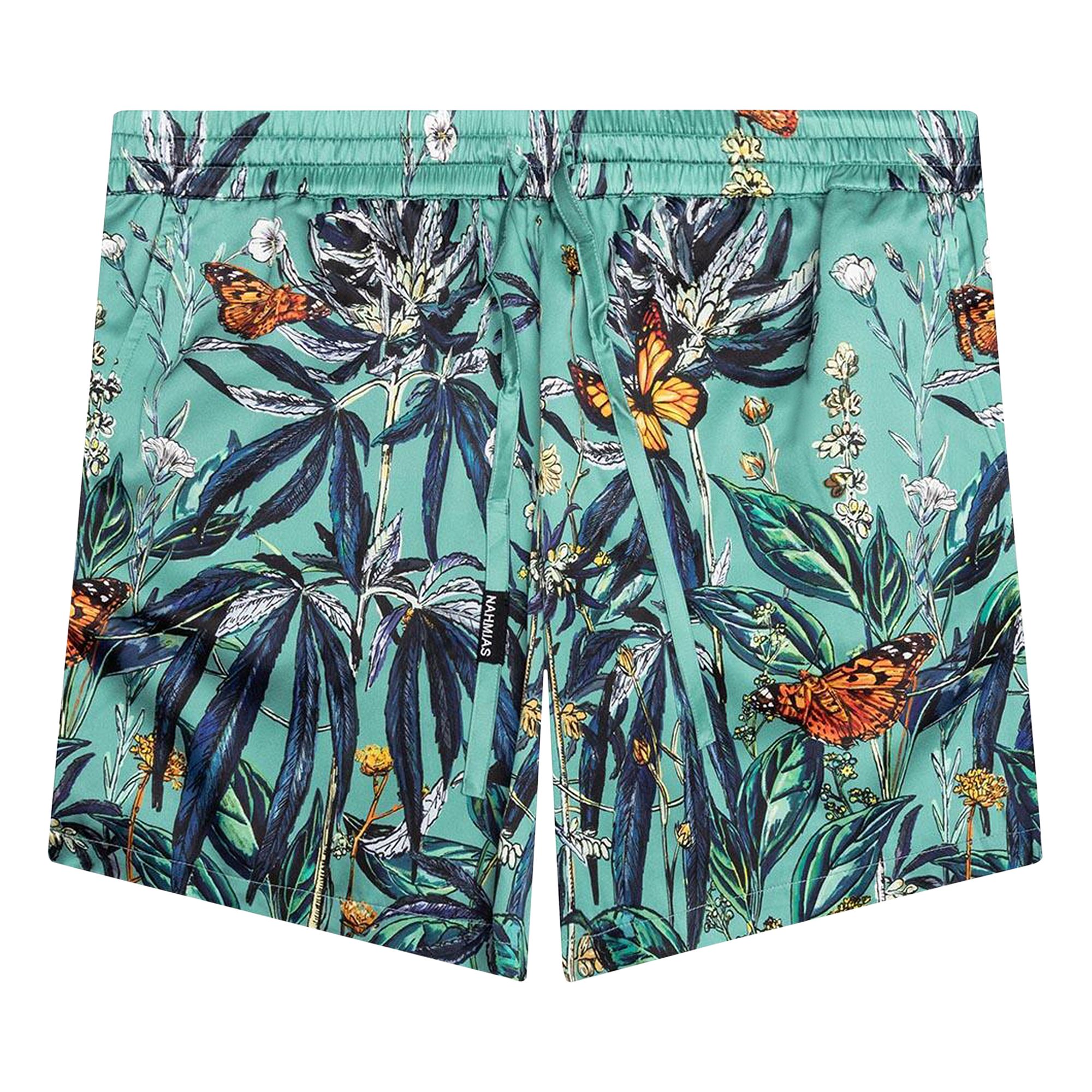 Pre-owned Nahmias Botanical Silk Short 'jade Green/multicolor' | Men's Size M