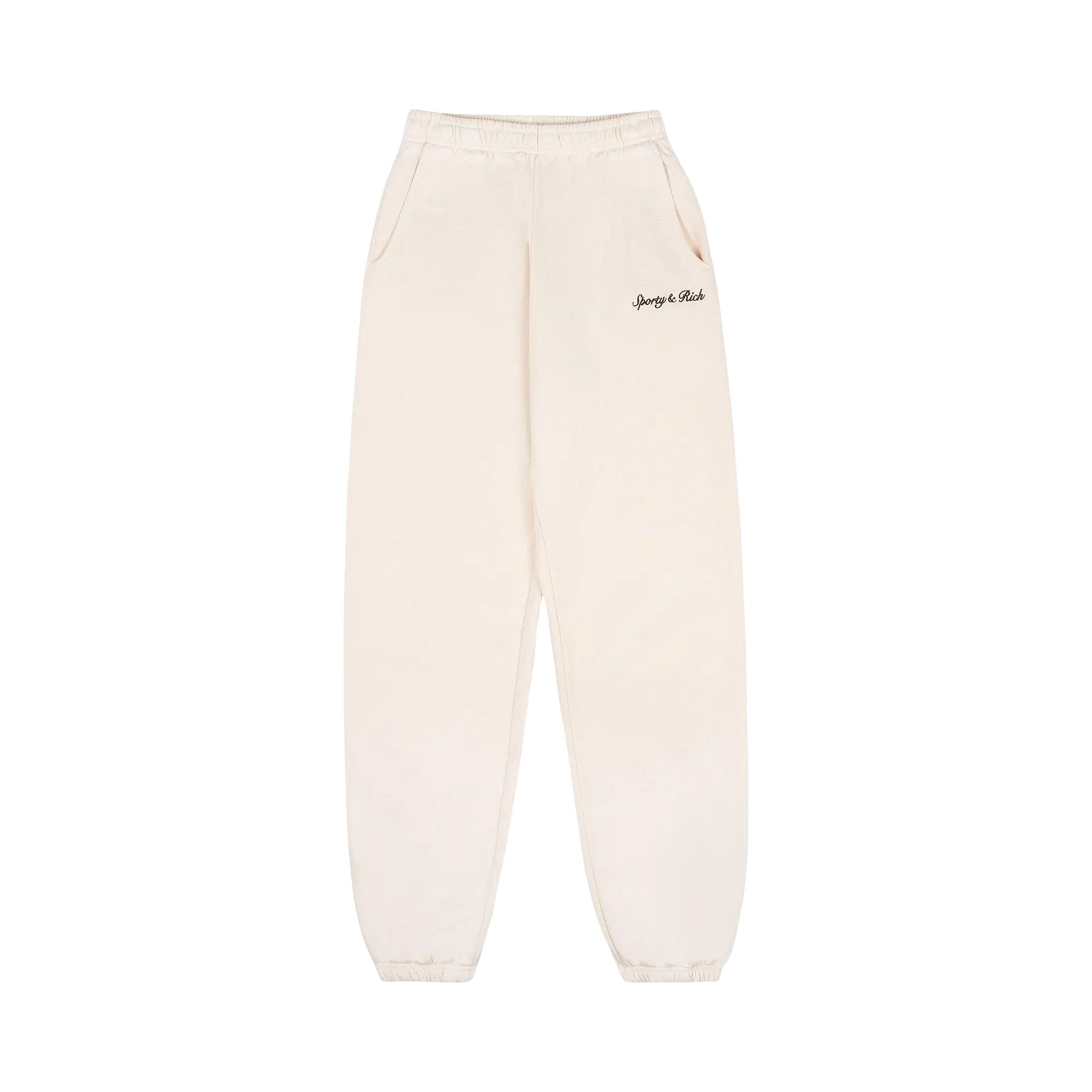 Pre-owned Sporty And Rich Sporty & Rich Syracuse Embroidered Sweatpant 'cream' | Women's Size Xl