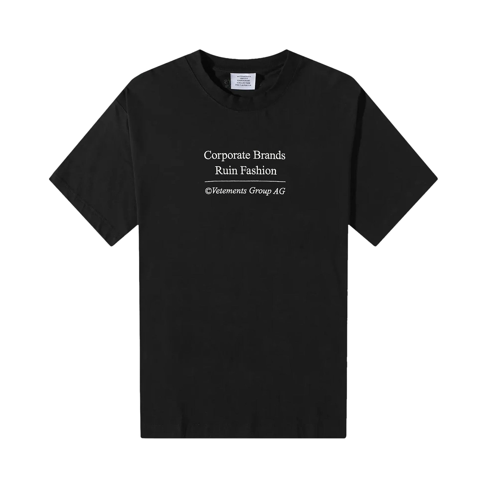 Pre-owned Vetements Corporate Brands Ruin Fashion T-shirt 'black' | Men's Size M