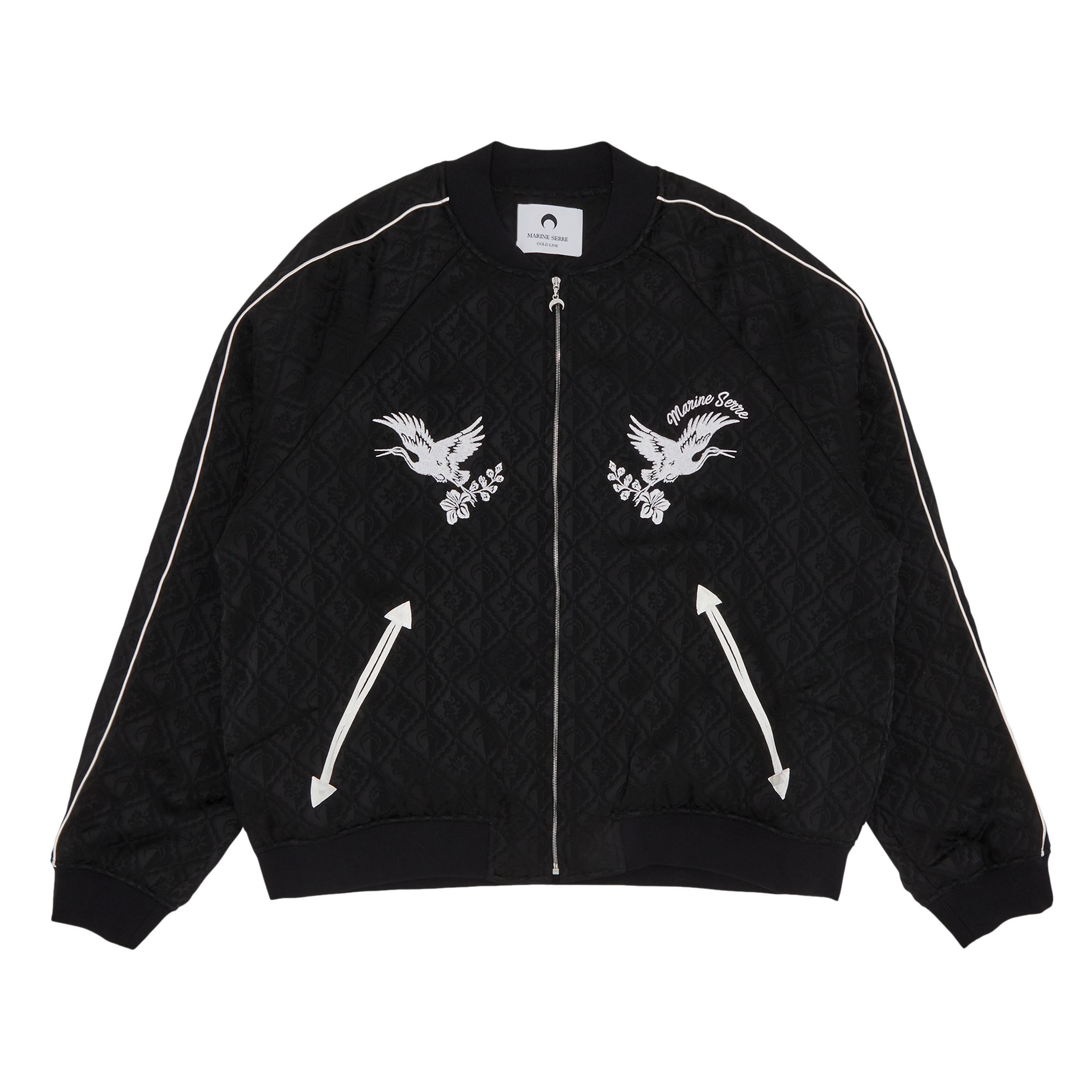 Pre-owned Marine Serre Jacquard Viscose Bomber Jacket 'black' | Men's Size Xl