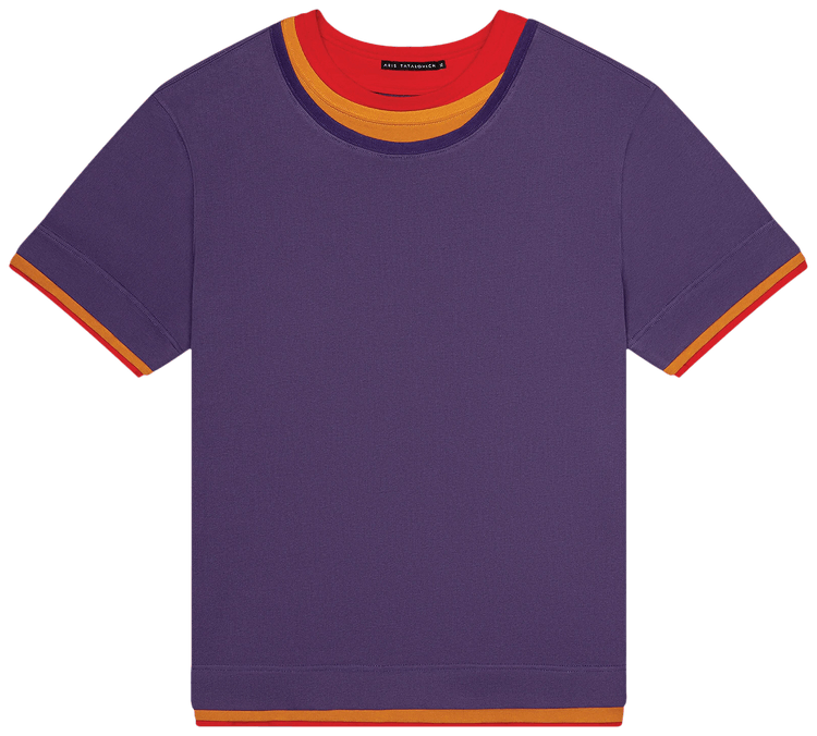 トップス Aris Tatalovich STRIPE DART NECK T-SHIRT Aris Tatalovich STRIPE DART NECK T-SHIRT Aris Tatalovich