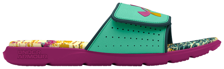 Under Armour Ignite Pro Graphic Footbed Slide Comet Green Magenta Pop