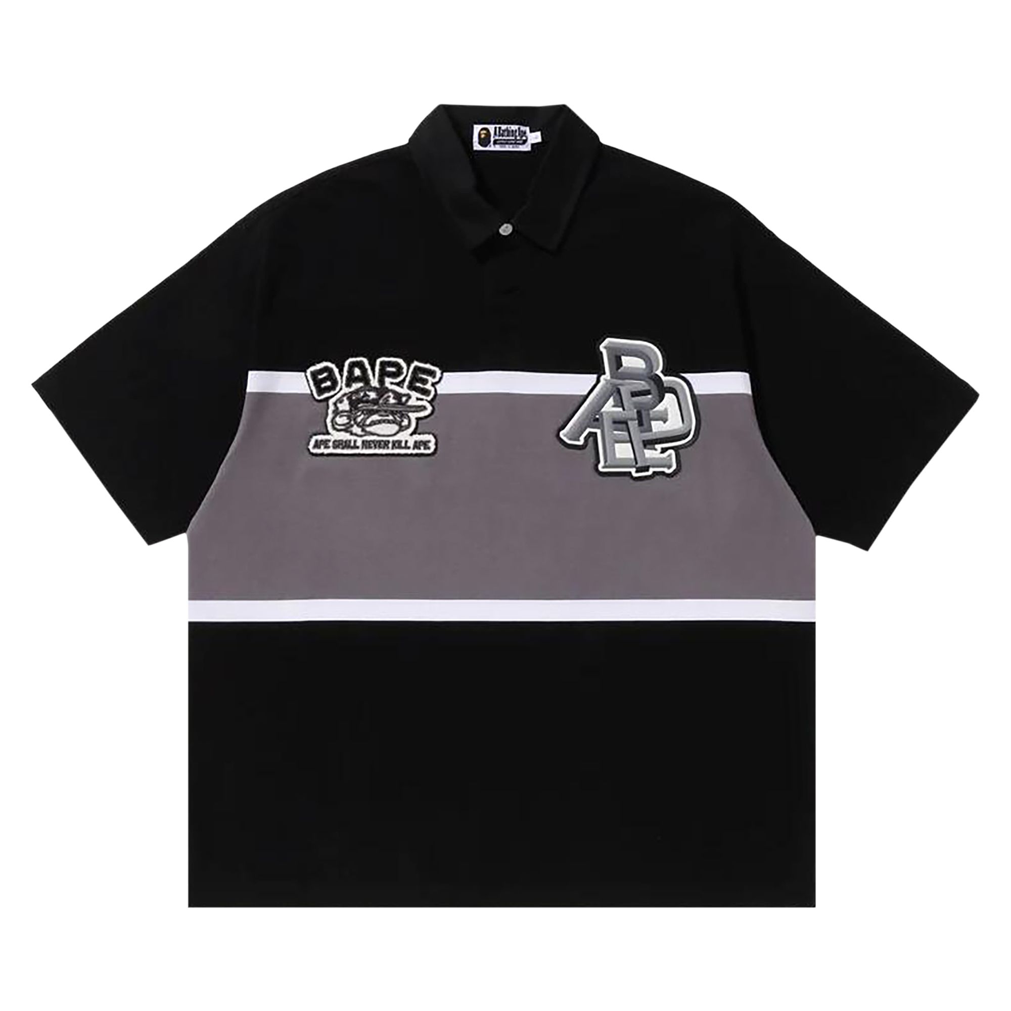 Pre-owned Bape Color Blocking Oversized Rugby Polo 'black' | Men's Size Xl