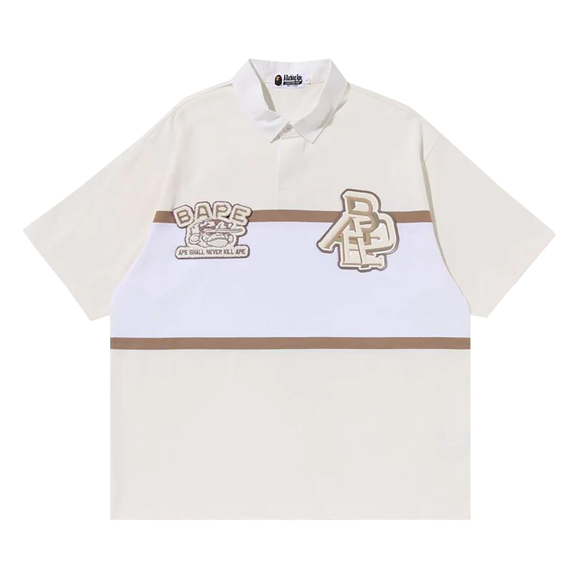 Pre-owned Bape Color Blocking Oversized Rugby Polo 'ivory' | Cream | Men's Size Xxl