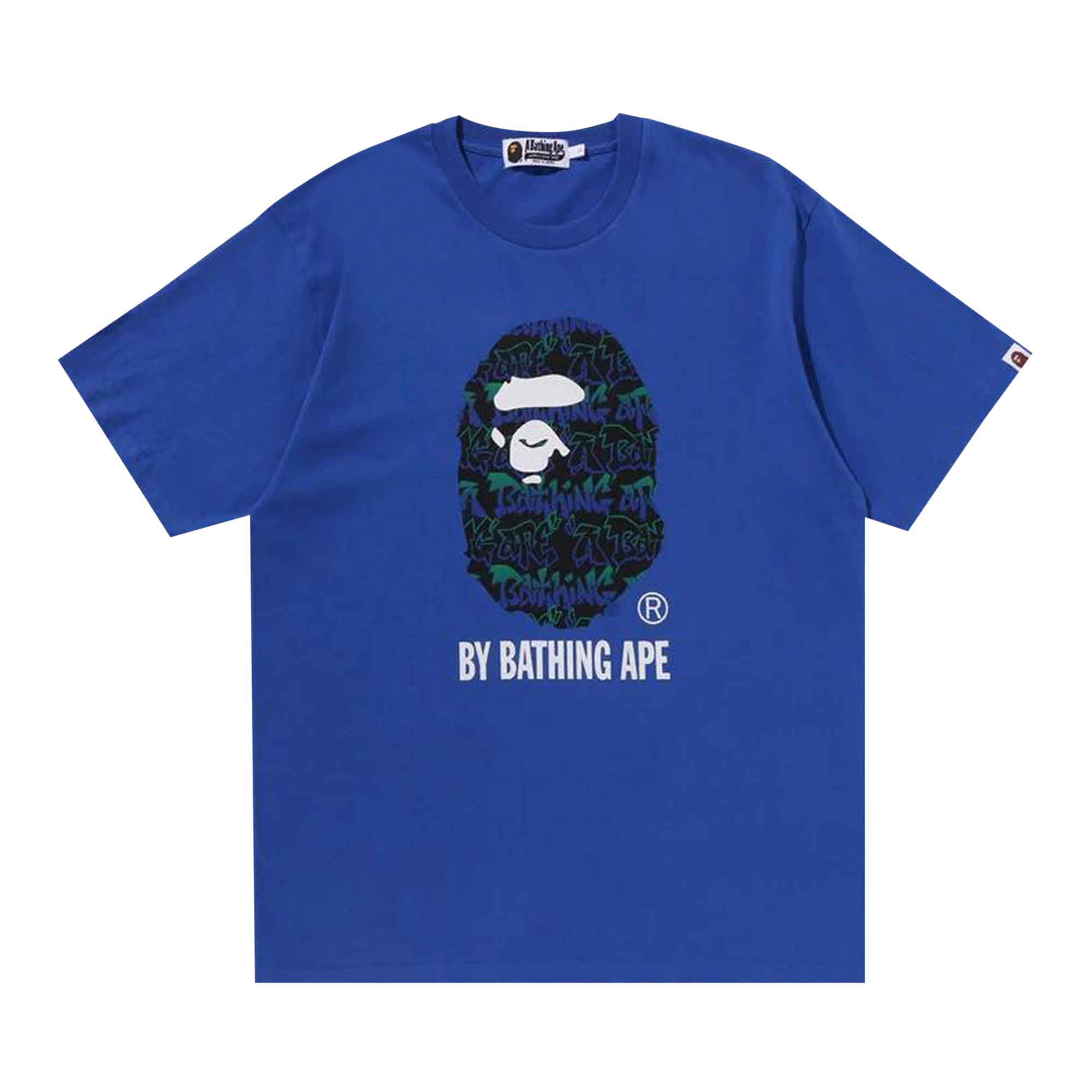 Pre-owned Bape Graffiti Pattern By Bathing Ape Tee 'blue' | Men's Size Xl