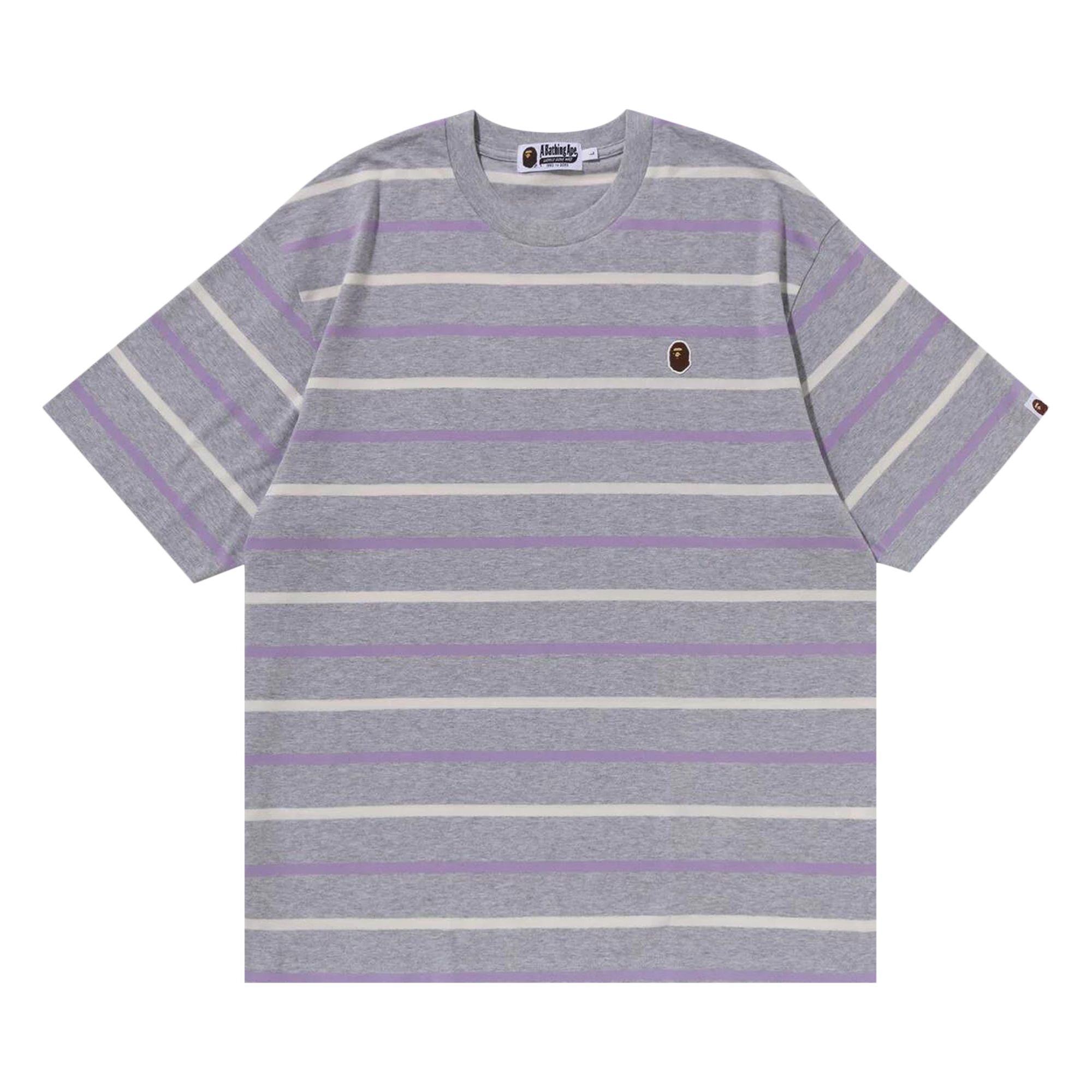 Pre-owned Bape Ape Head One Point Stripe Tee 'grey' | Men's Size Xl In Gray