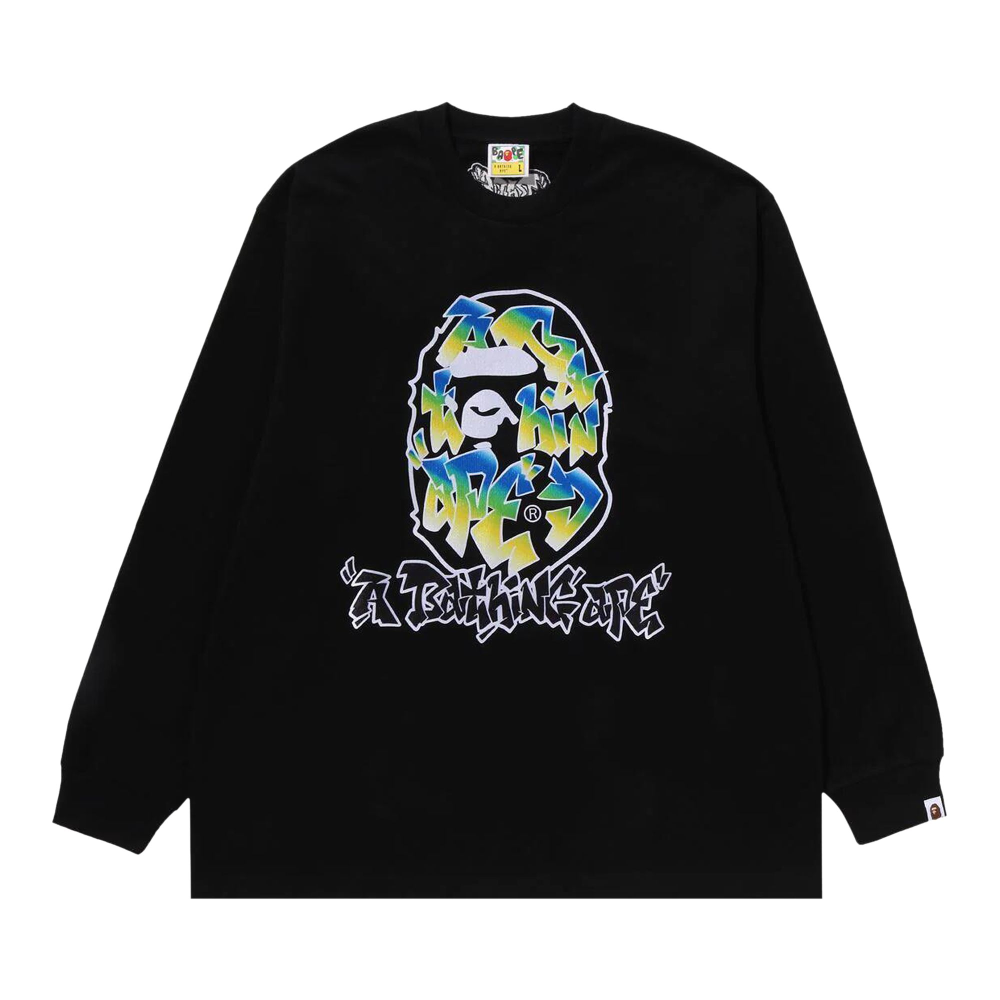 BAPE Gradient Ape Head Oversized Long-Sleeve Tee 'Black' | Men's Size M