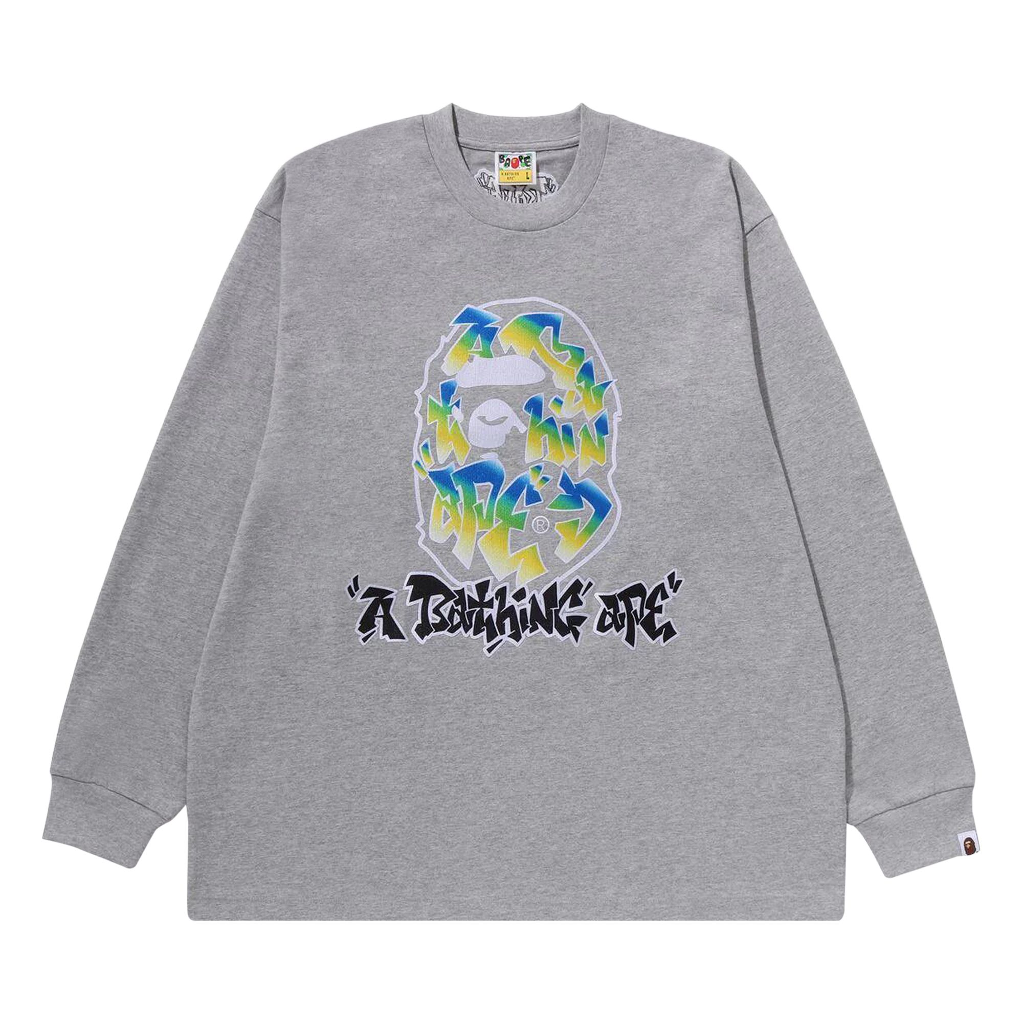 Pre-owned Bape Gradient Ape Head Oversized Long-sleeve Tee 'grey'