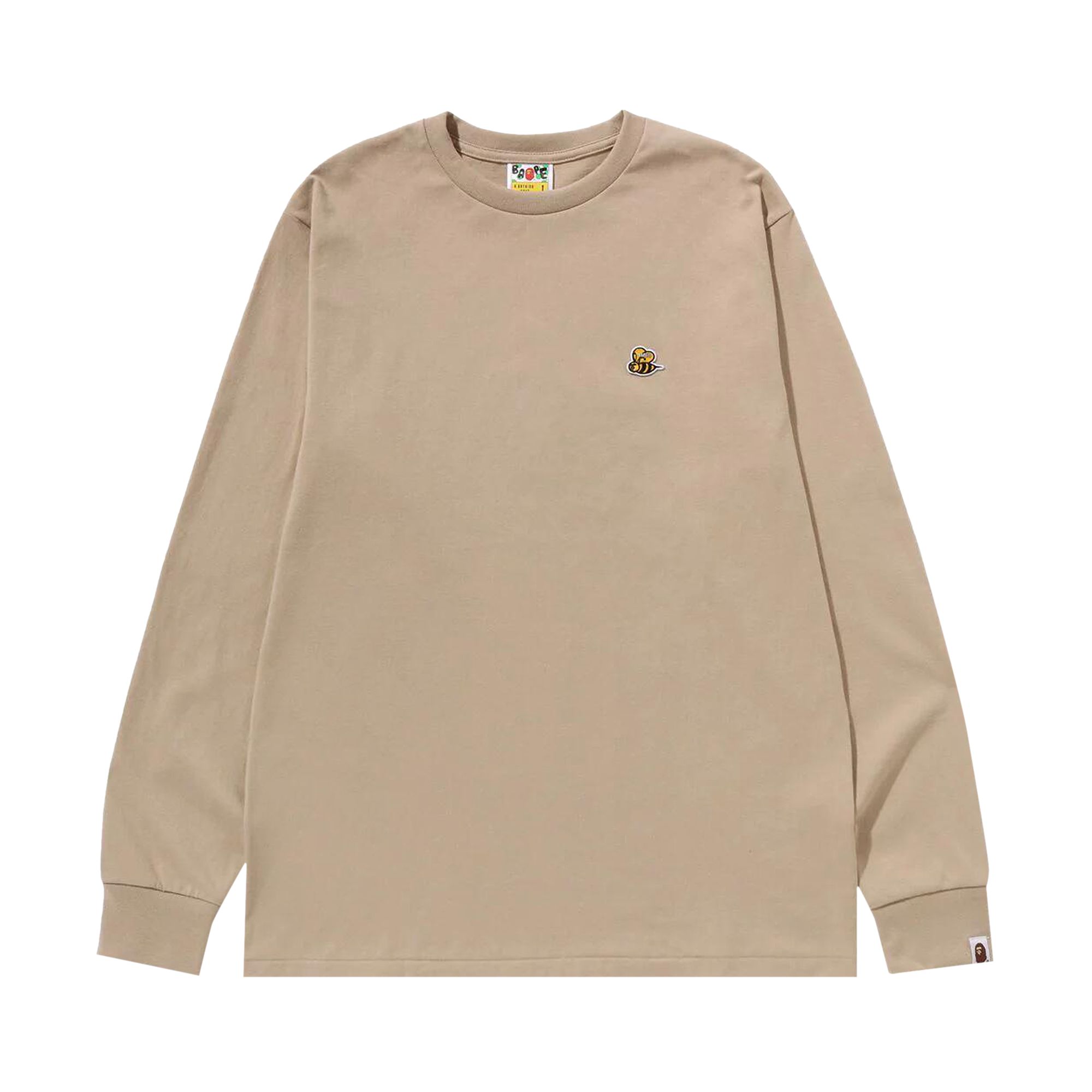Pre-owned Bape Bee One Point Long-sleeve Tee 'beige' | Tan | Men's Size Xxl In Brown