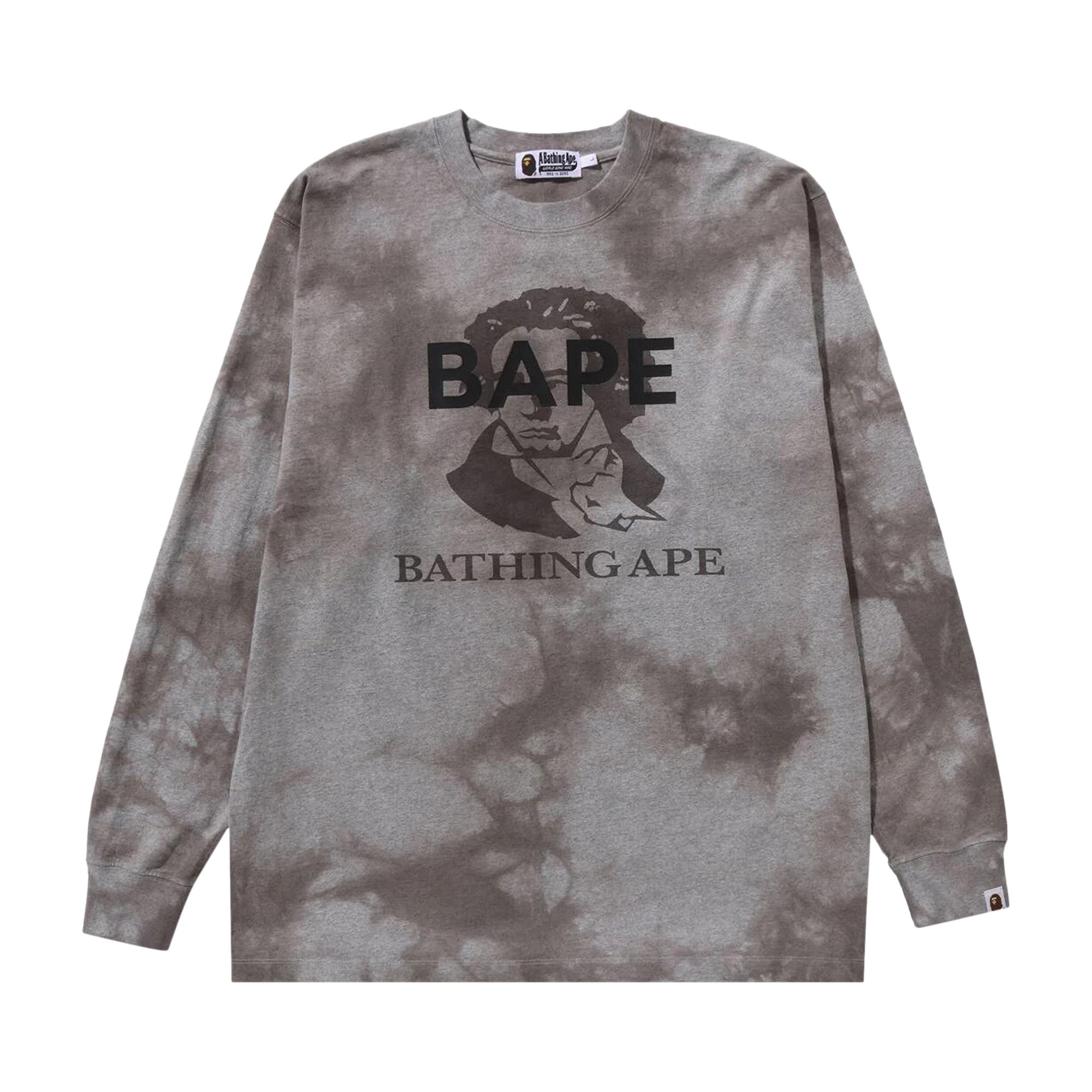 Pre-owned Bape Tie Dye Bathing Ape Long-sleeve Tee 'grey' | Men's Size L In Gray