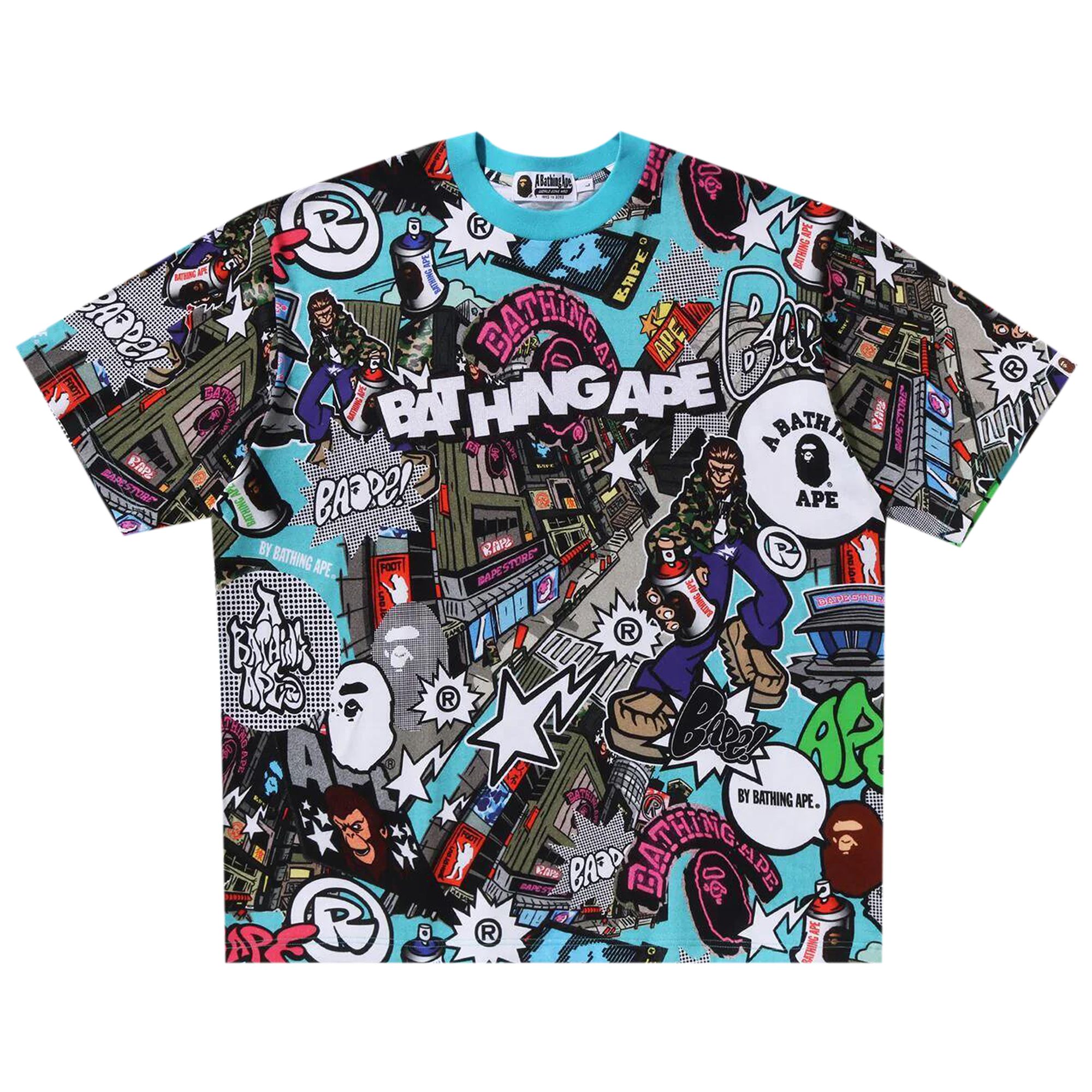 Pre-owned Bape Comic Art Relaxed Fit Tee 'multicolor' In Multi-color