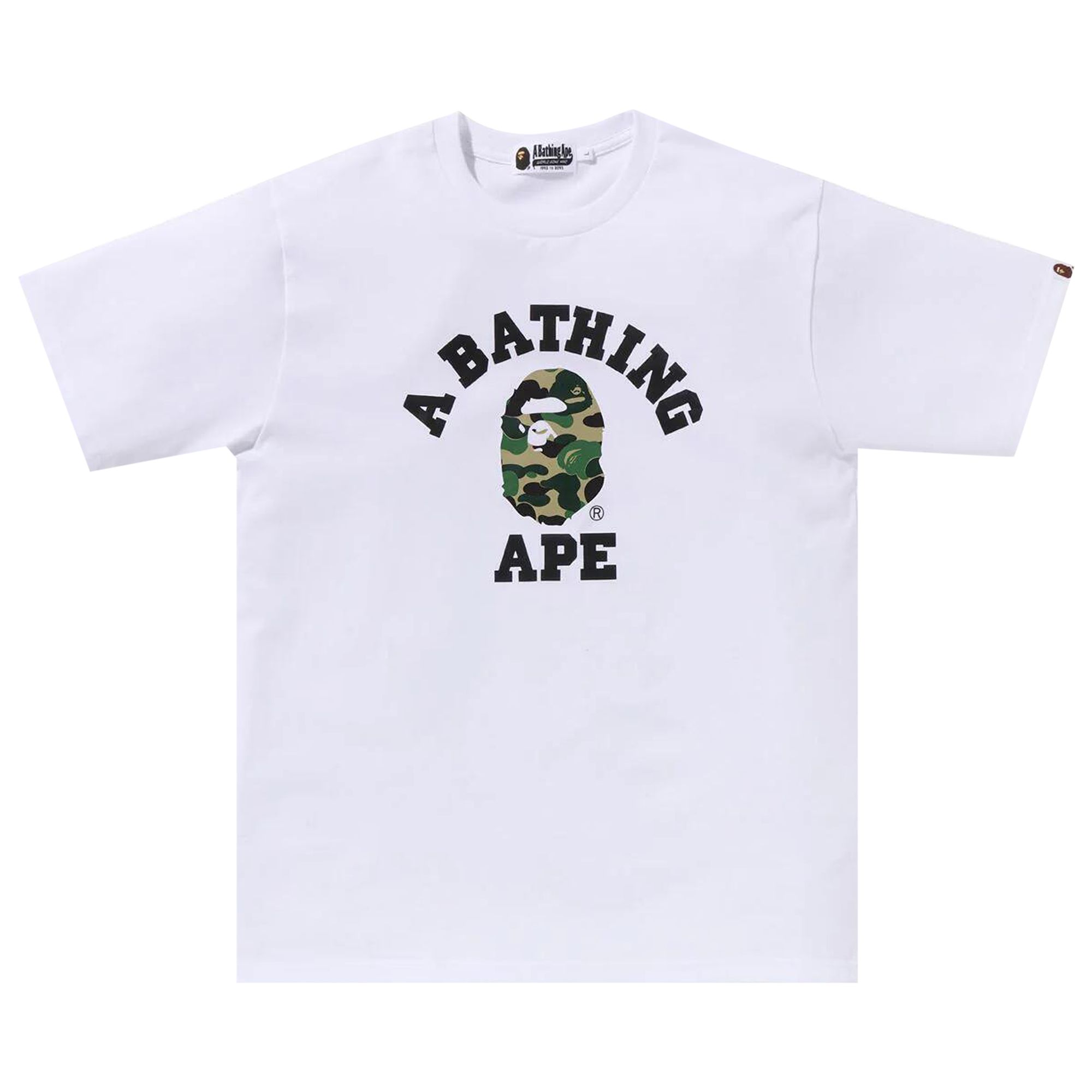 Pre-owned Bape Abc Camo College Organic Tee 'white/green'