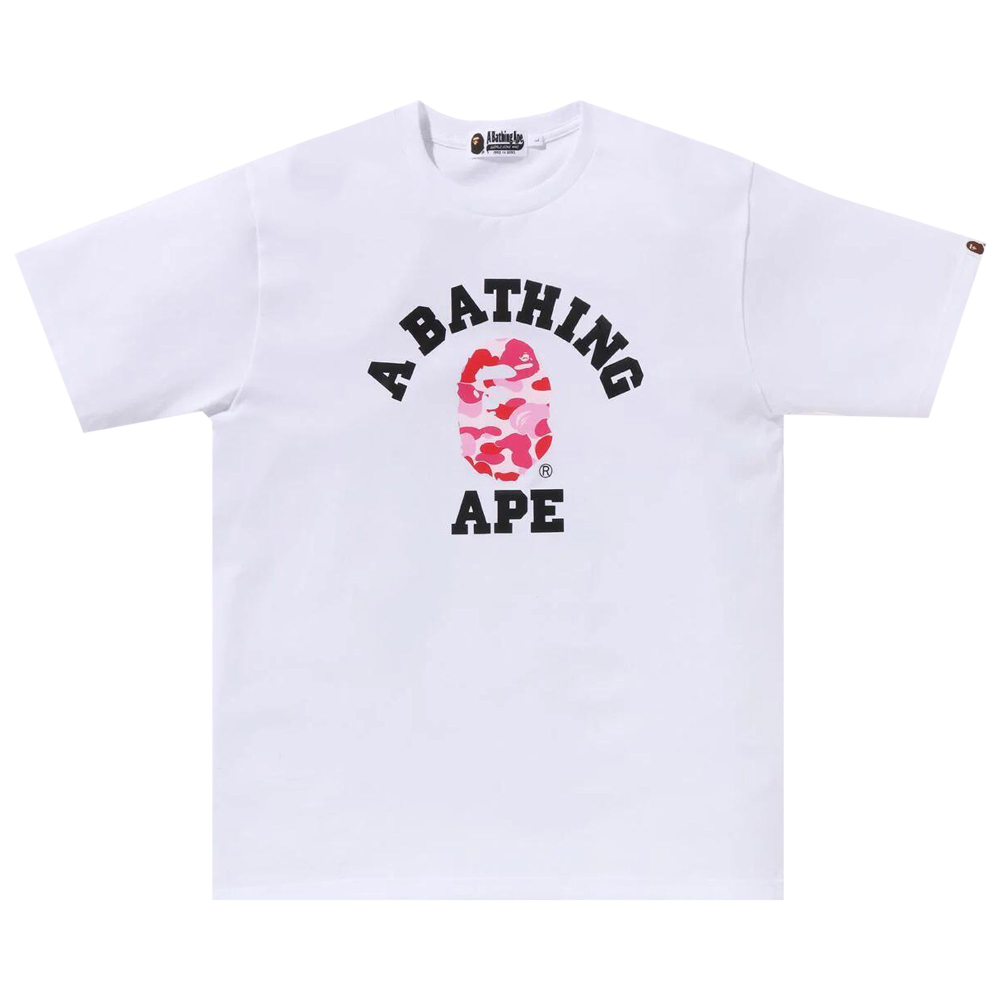 Pre-owned Bape Abc Camo College Organic Tee 'white/pink'