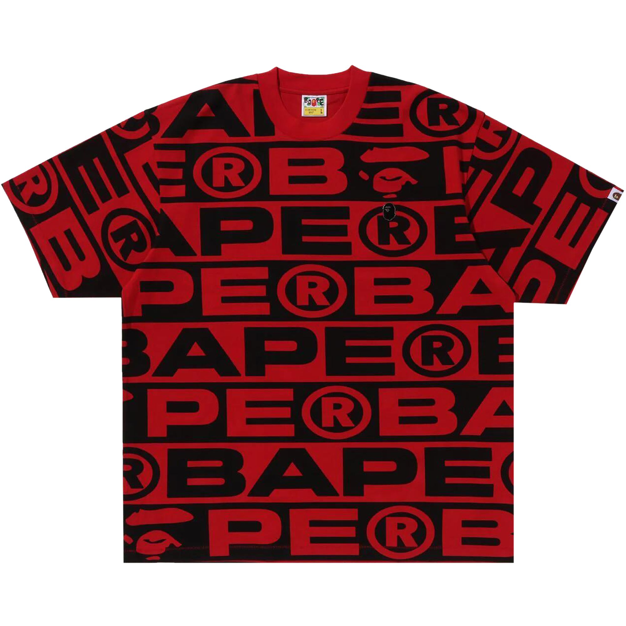 Pre-owned Bape Lux Sport Pattern Oversized Tee 'red' | Men's Size L