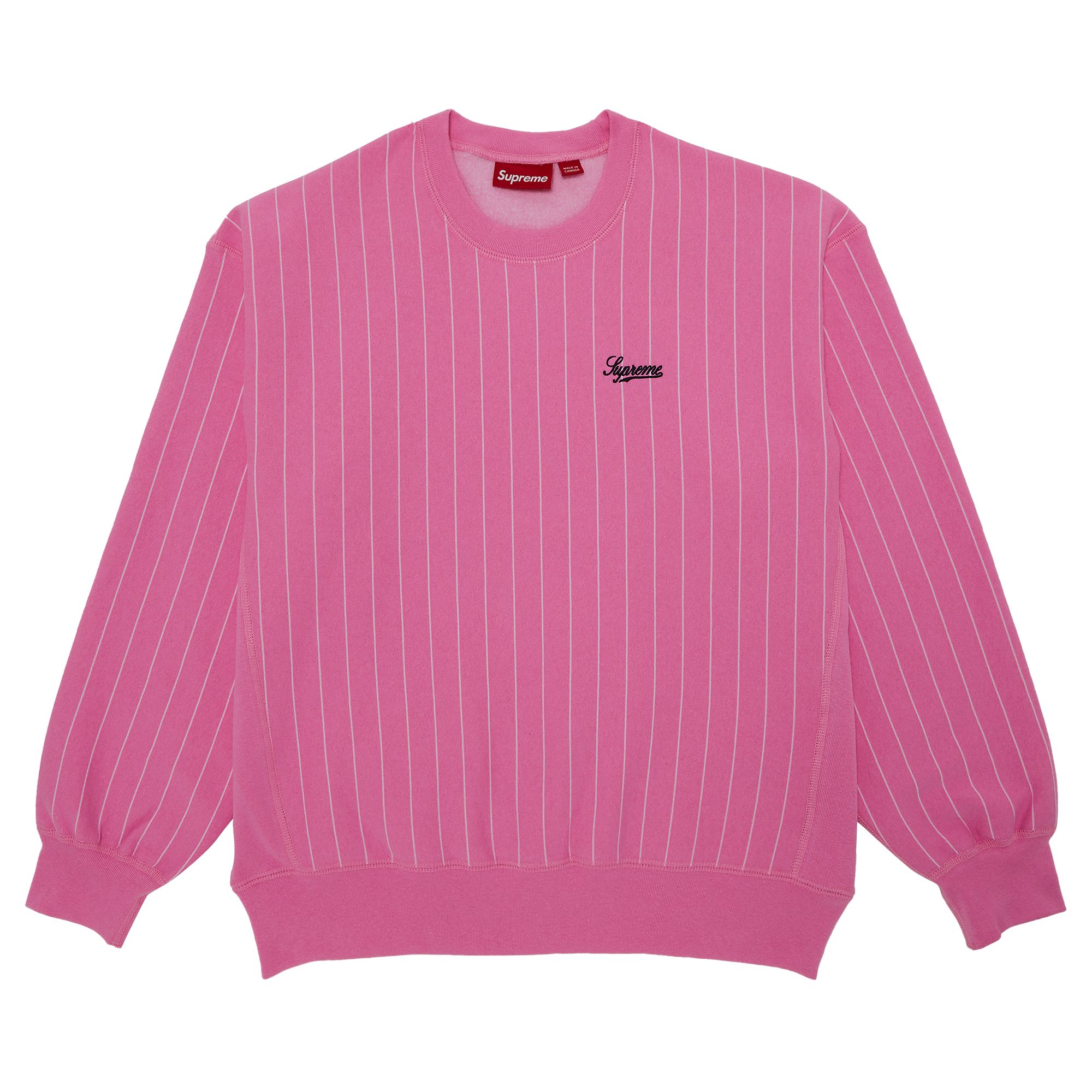 SUPREME SUPREME PINSTRIPE CREWNECK 'PINK'
