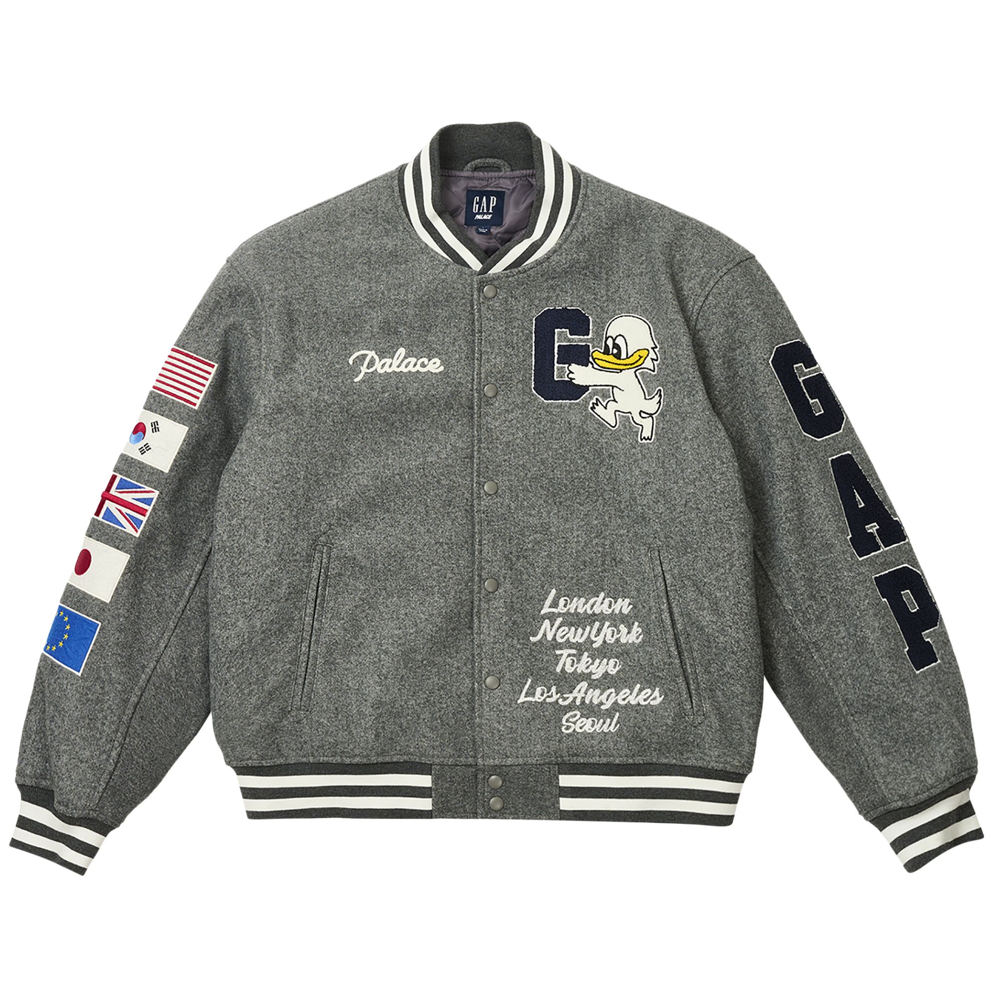Palace x Gap Varsity Jacket 'Grey' | Men's Size S
