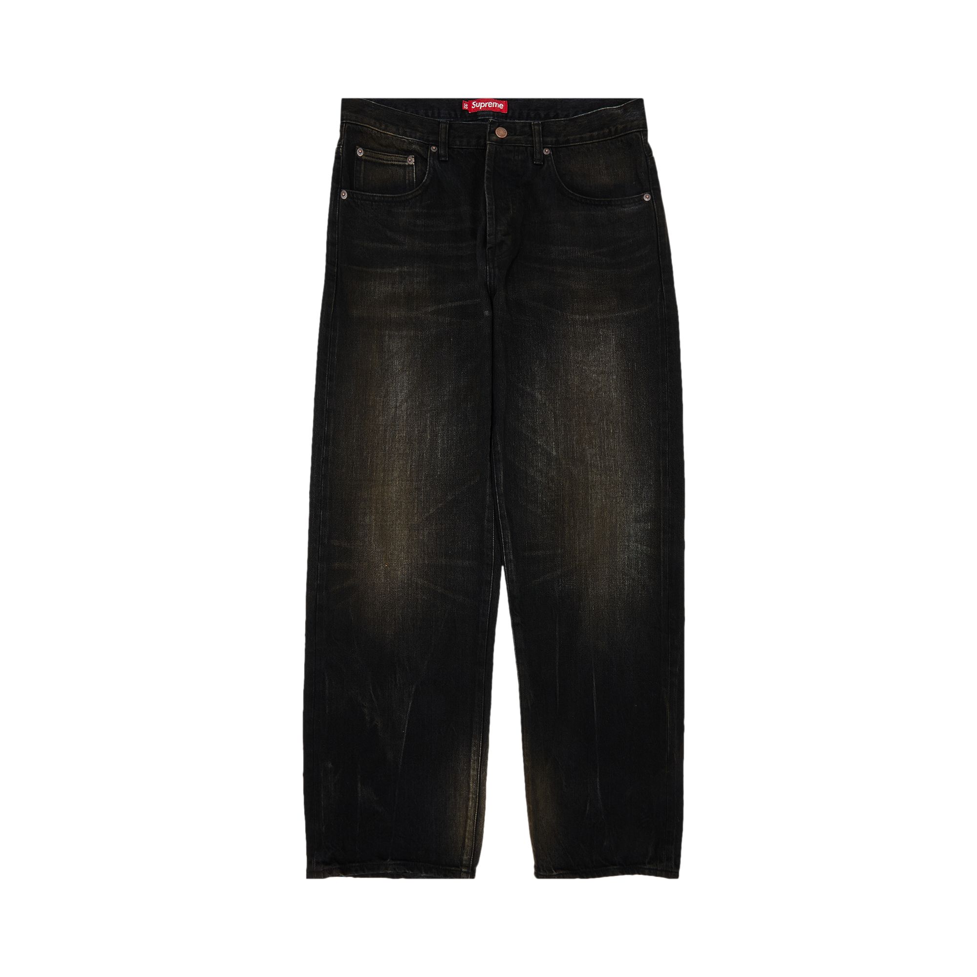 SUPREME SUPREME DISTRESSED LOOSE FIT SELVEDGE JEAN 'WASHED BLACK'