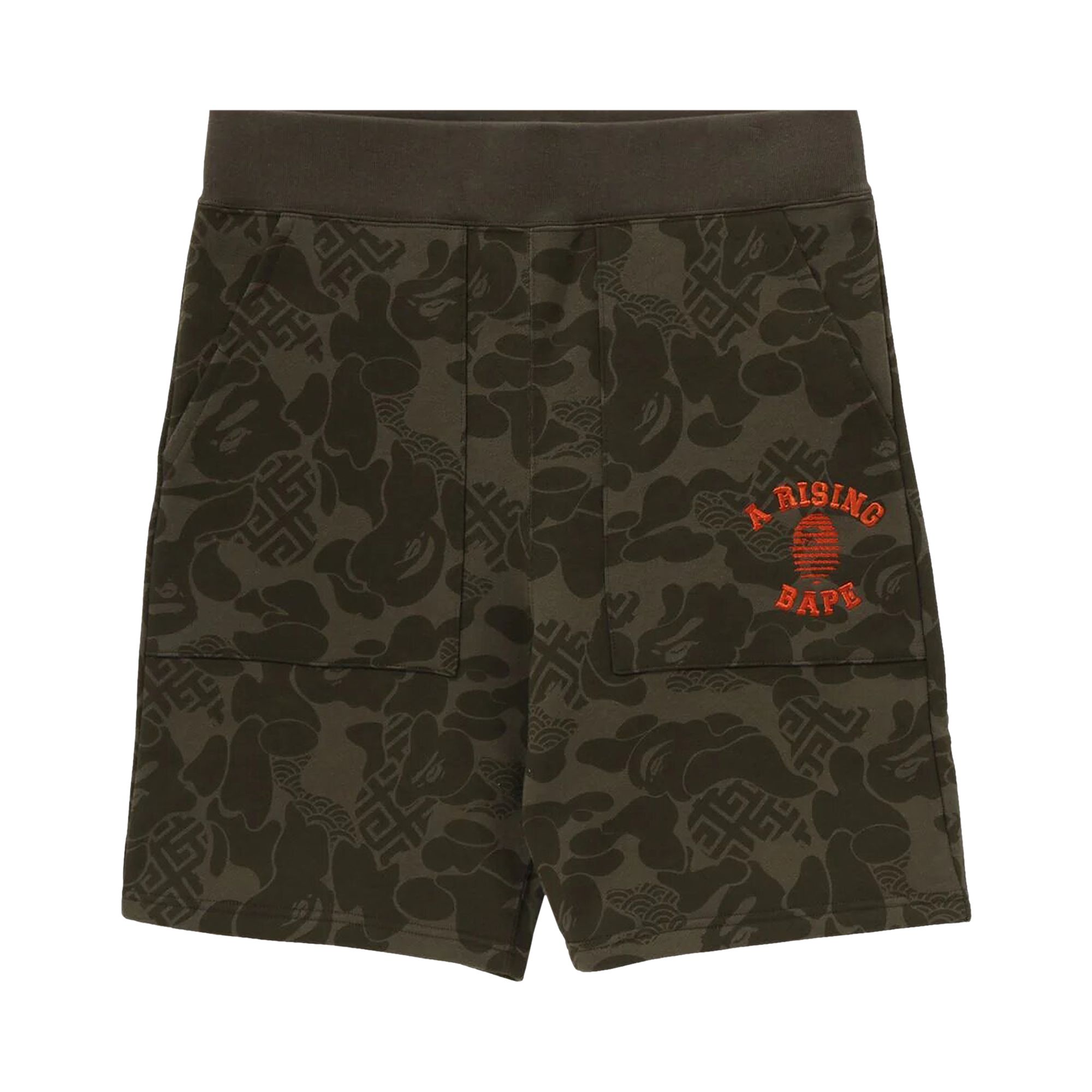 Pre-owned Bape Asia Camo Sweat Shorts 'olive Drab' | Green | Men's Size M