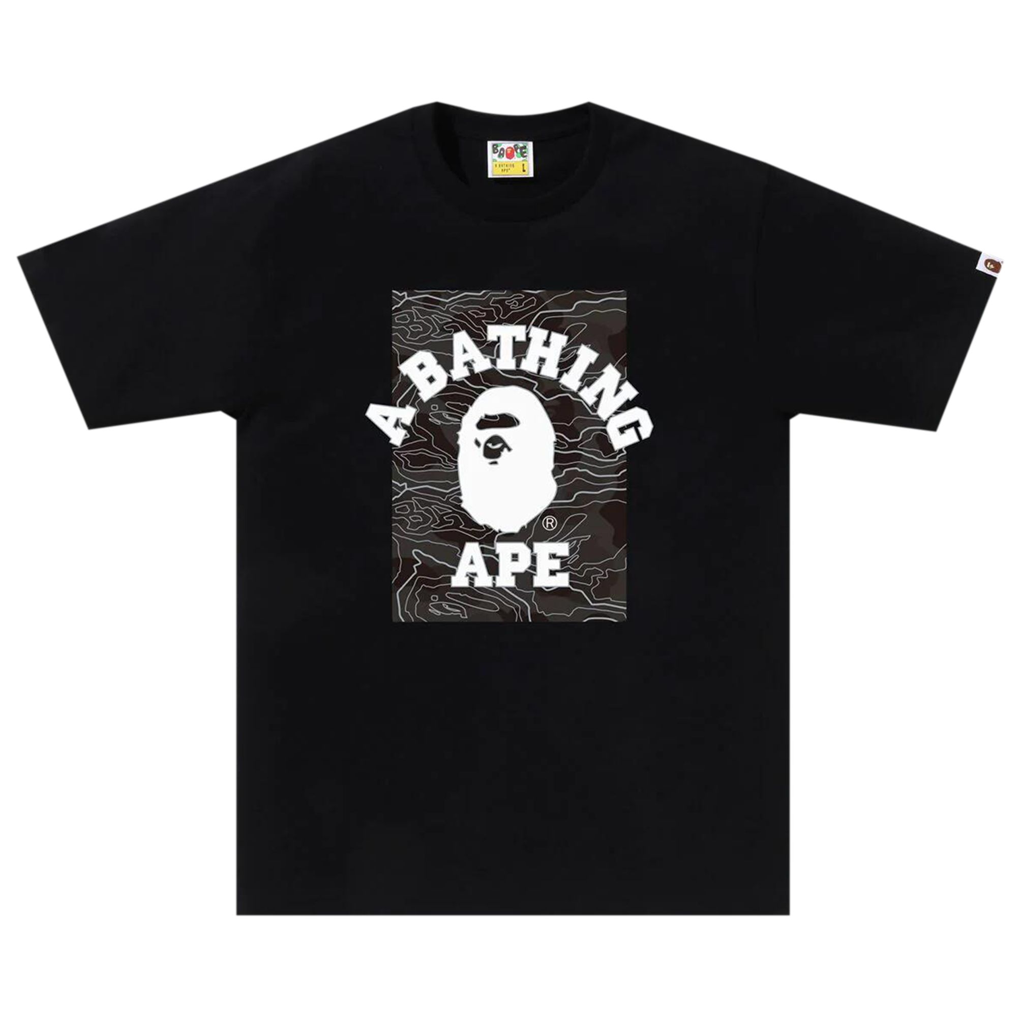 BAPE BAPE LAYERED LINE CAMO ON COLLEGE TEE 'BLACK/BLACK'
