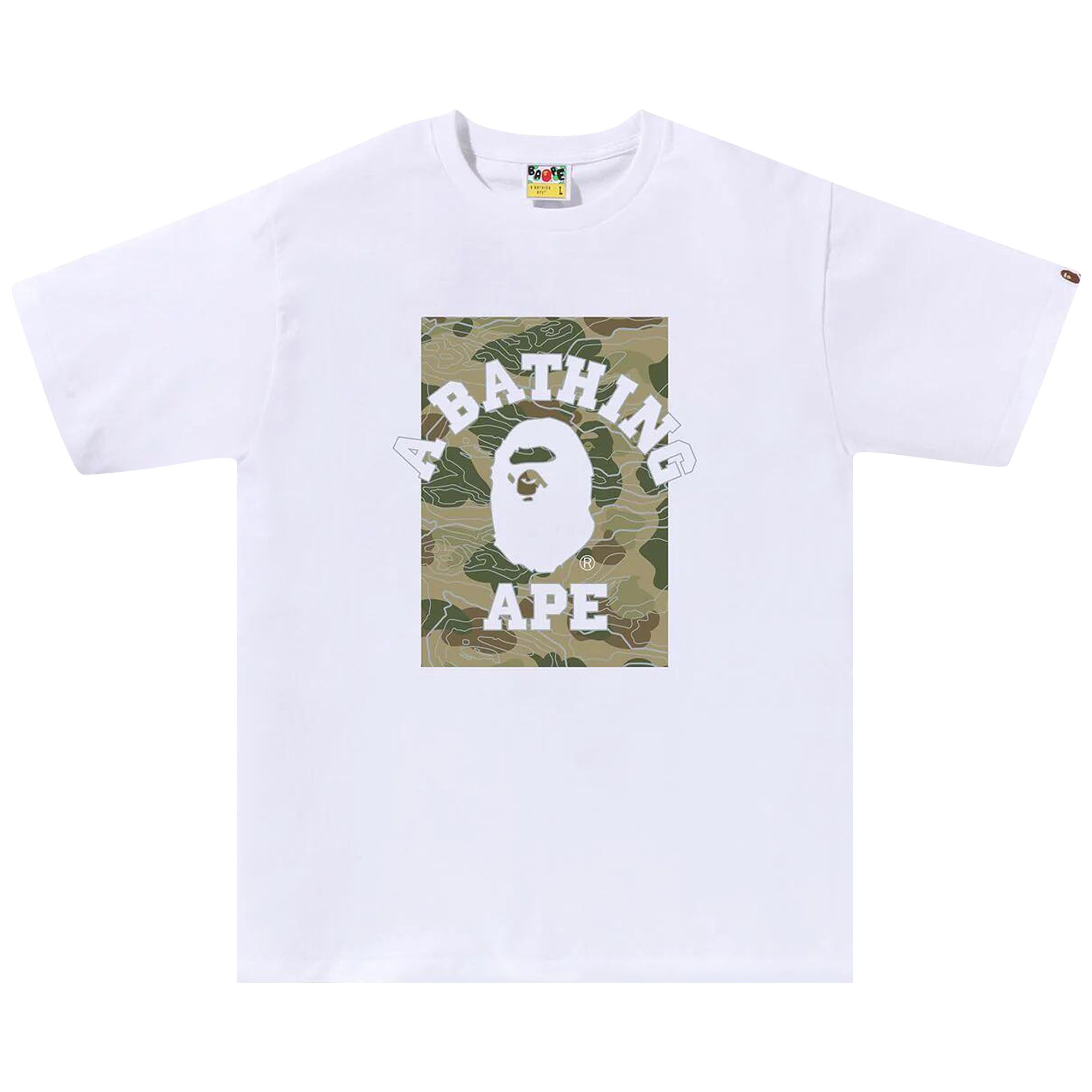 BAPE BAPE LAYERED LINE CAMO ON COLLEGE TEE 'WHITE/BEIGE'