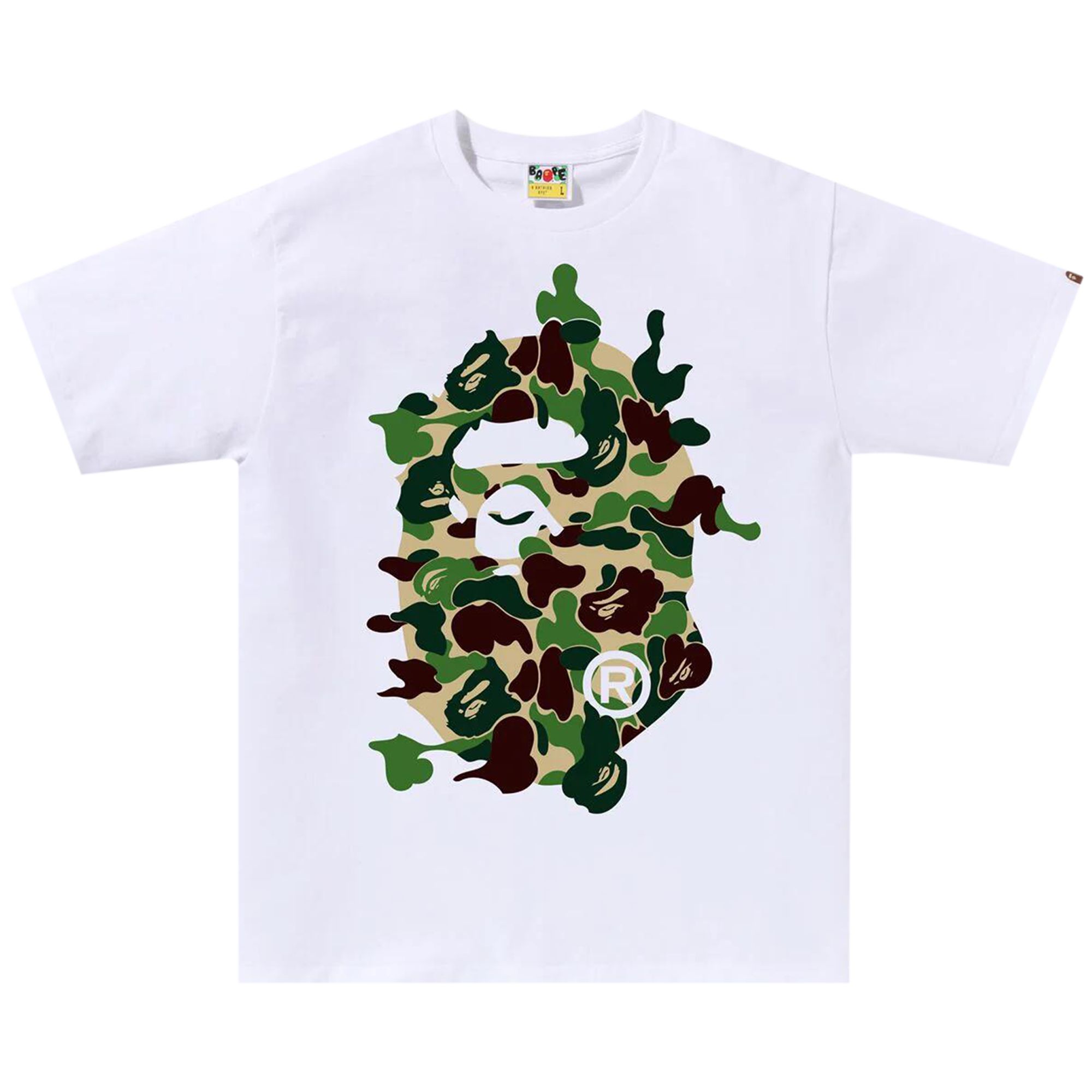 BAPE ABC Camo Rebuild Big Ape Head Tee 'White/Green' | Men's Size XL