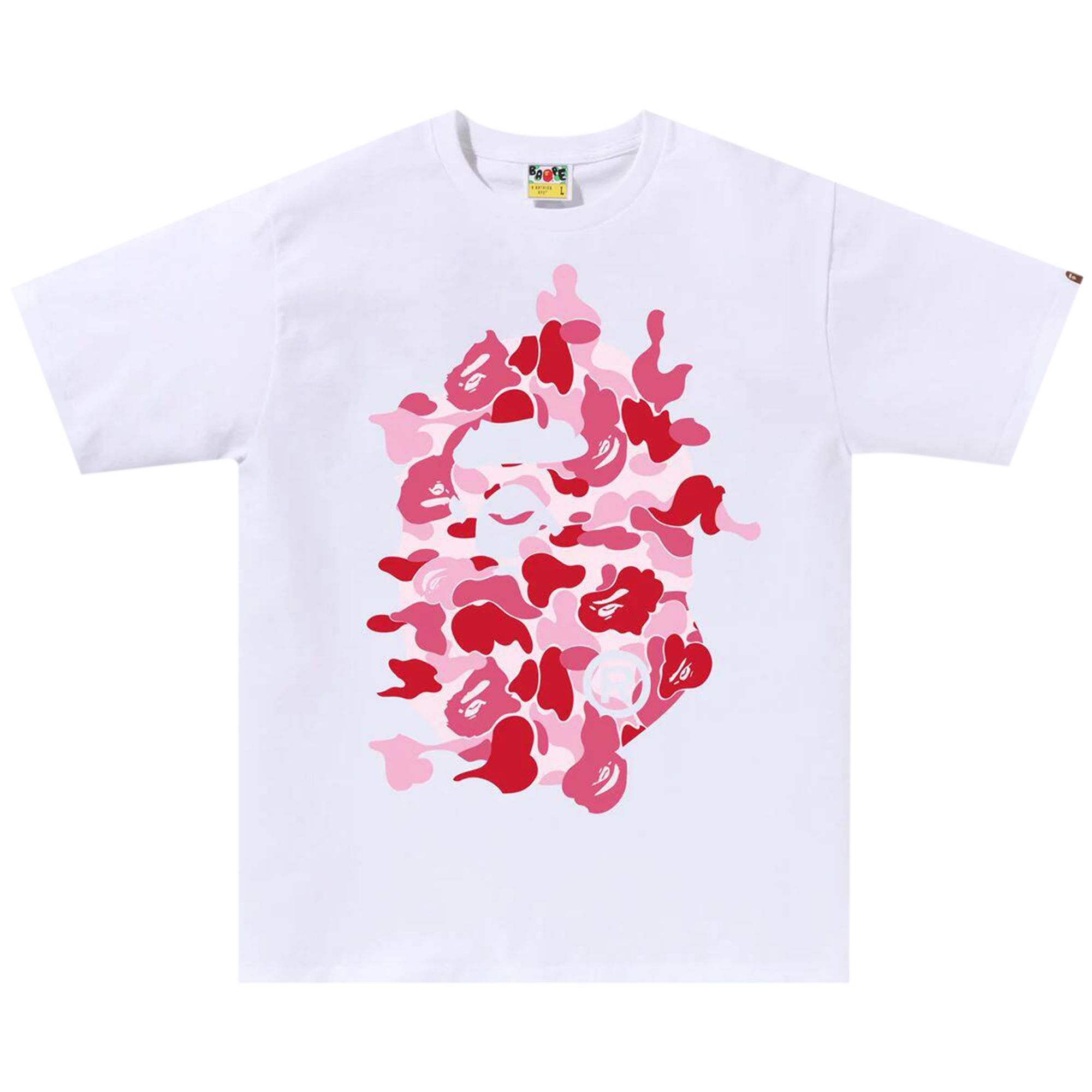 Pre-owned Bape Abc Camo Rebuild Big Ape Head Tee 'white/pink'