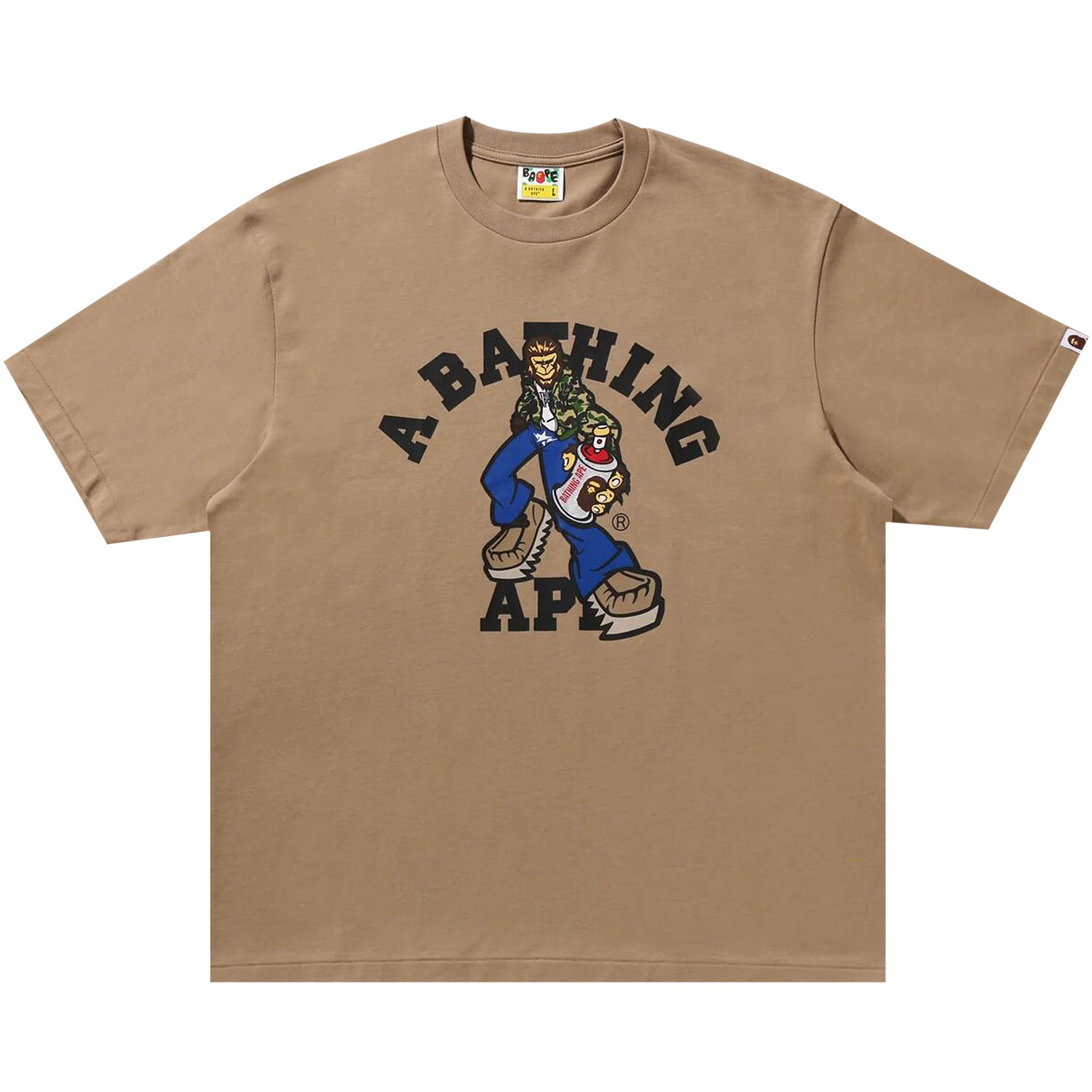 BAPE Graffiti Character College Relaxed Fit Tee 'Beige' | Tan | Men's Size M