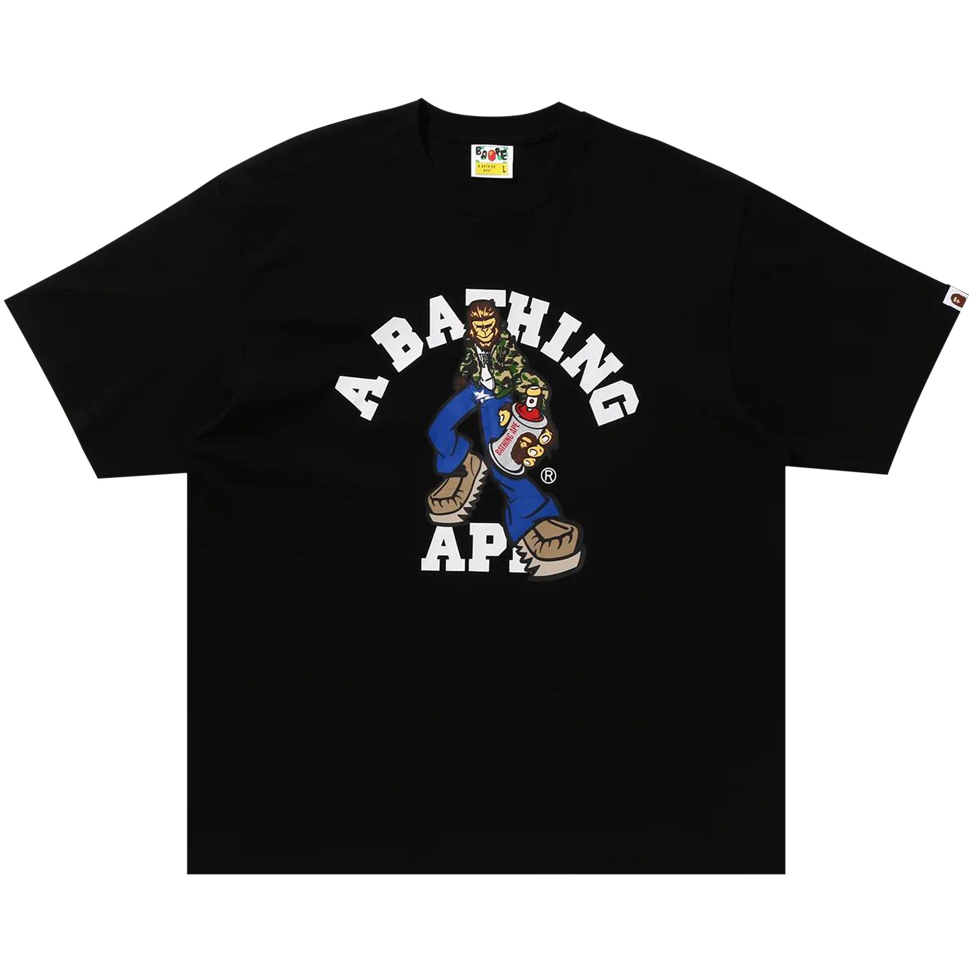 BAPE BAPE GRAFFITI CHARACTER COLLEGE RELAXED FIT TEE 'BLACK'