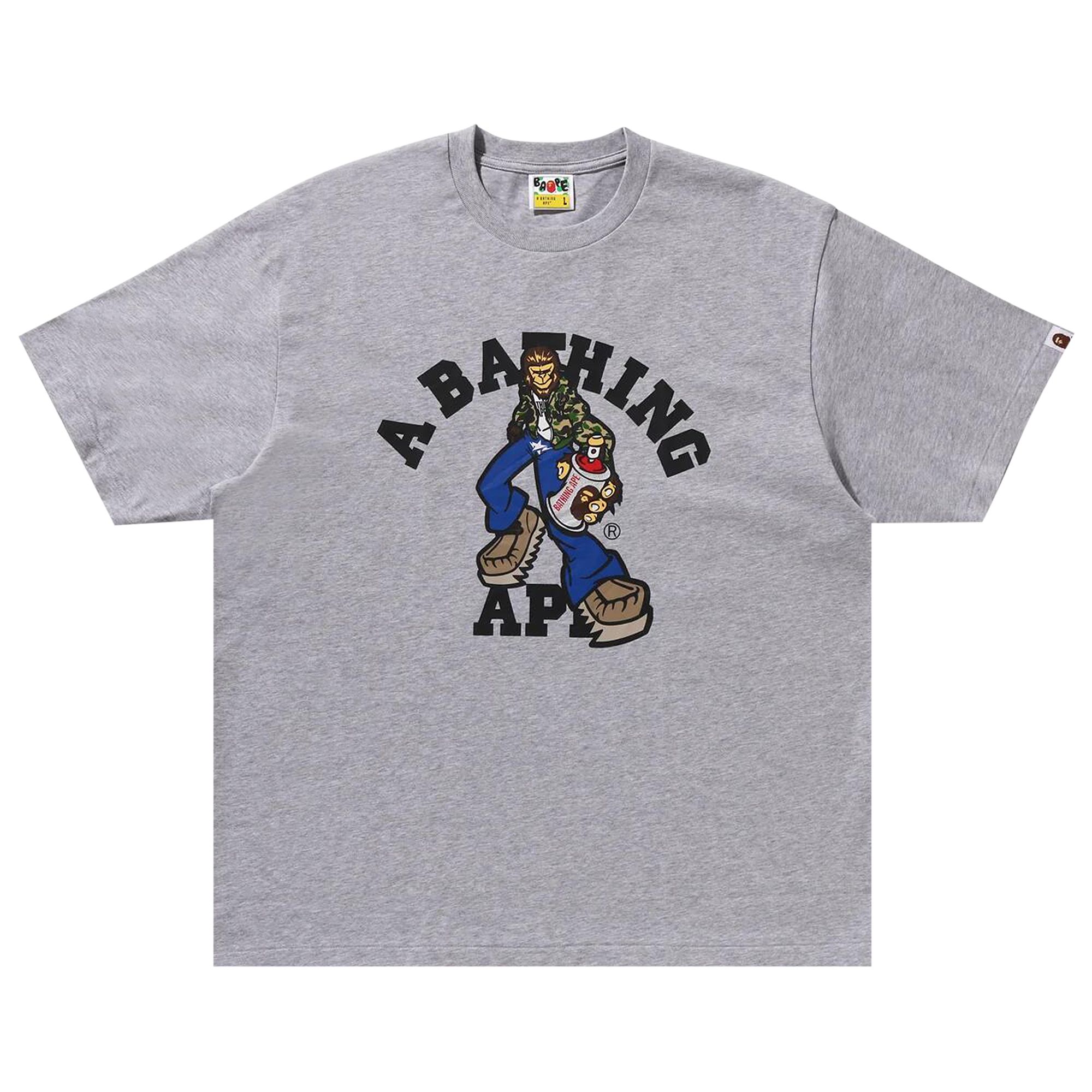 BAPE BAPE GRAFFITI CHARACTER COLLEGE RELAXED FIT TEE 'GREY'