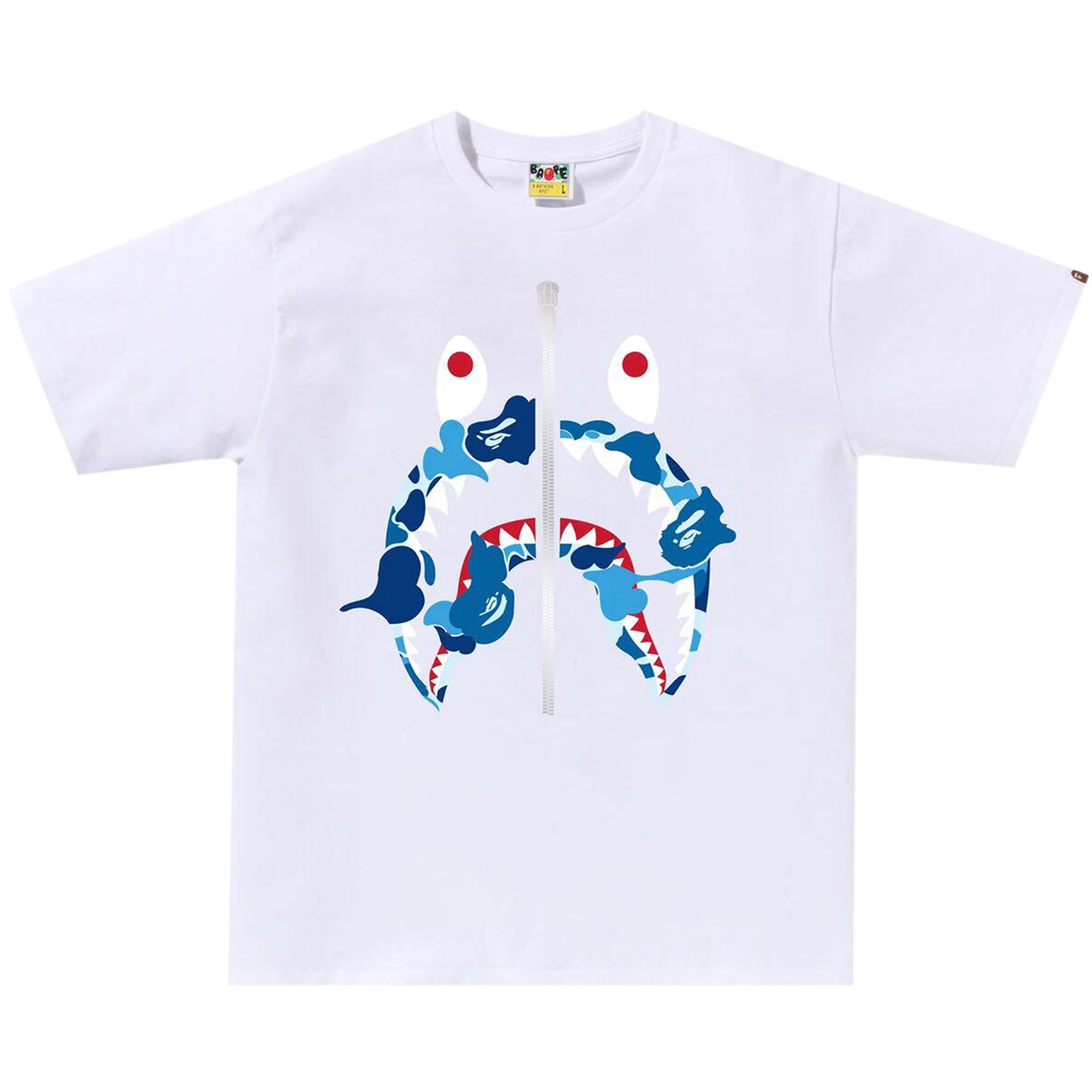BAPE BAPE ABC CAMO REBUILD SHARK TEE 'WHITE/BLUE'