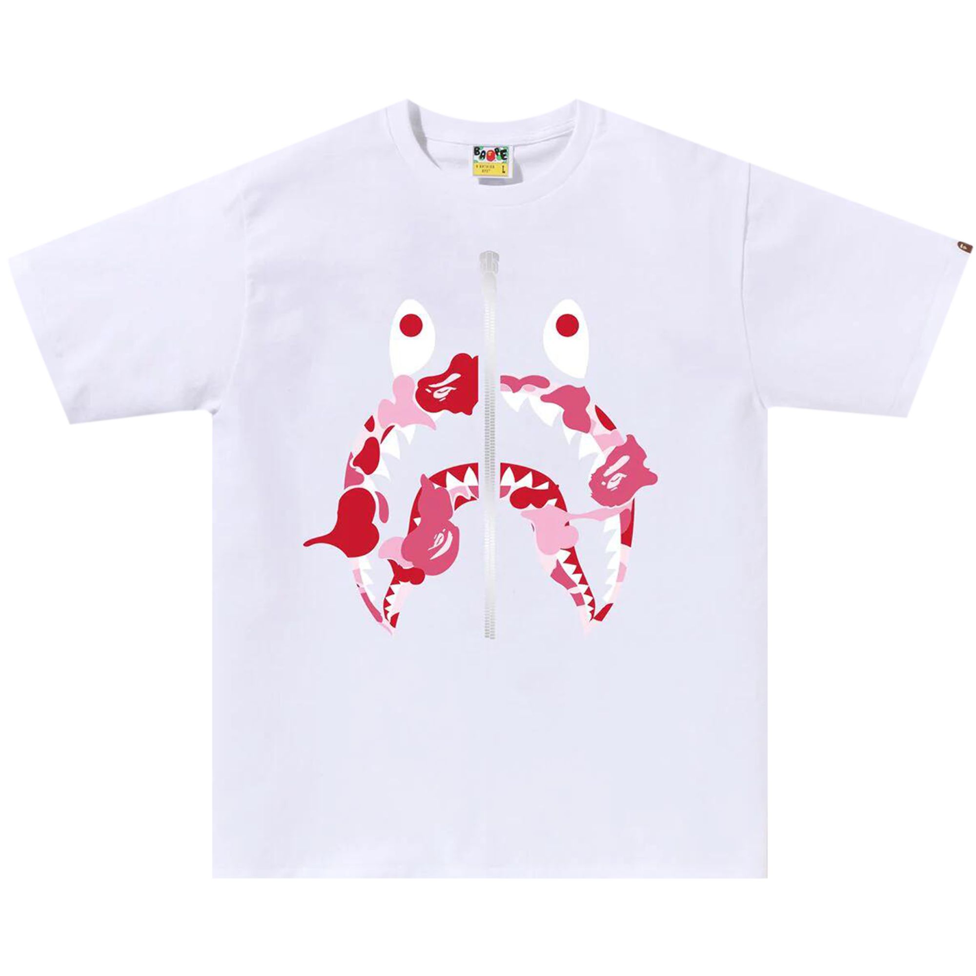 BAPE BAPE ABC CAMO REBUILD SHARK TEE 'WHITE/PINK'