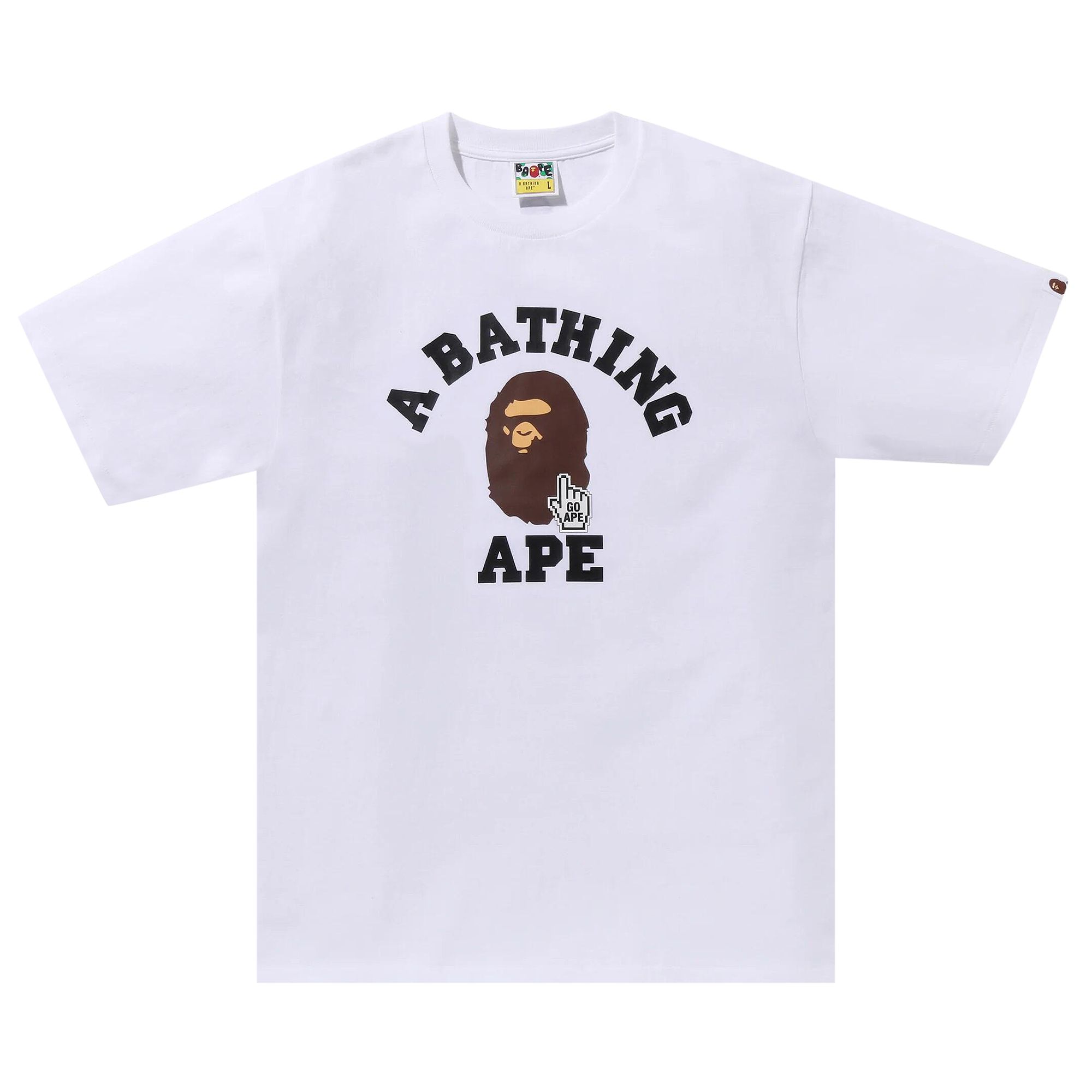 Pre-owned Bape Go Ape Pointer College Tee 'white' | Men's Size Xxl