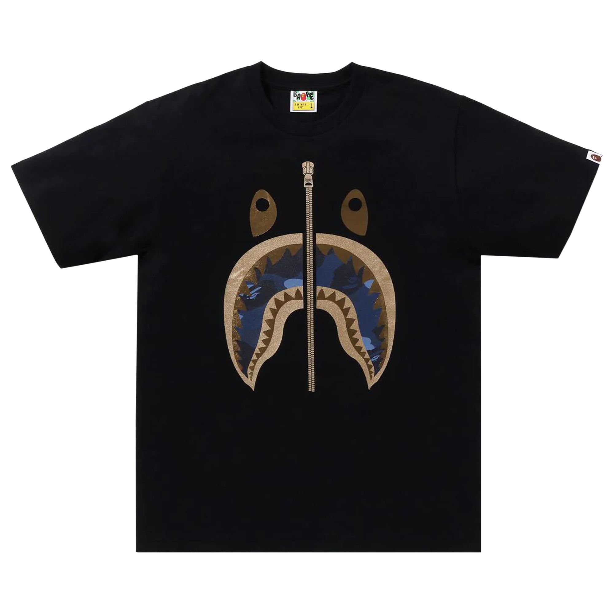 Pre-owned Bape Color Camo Shark Tee 'black/navy'