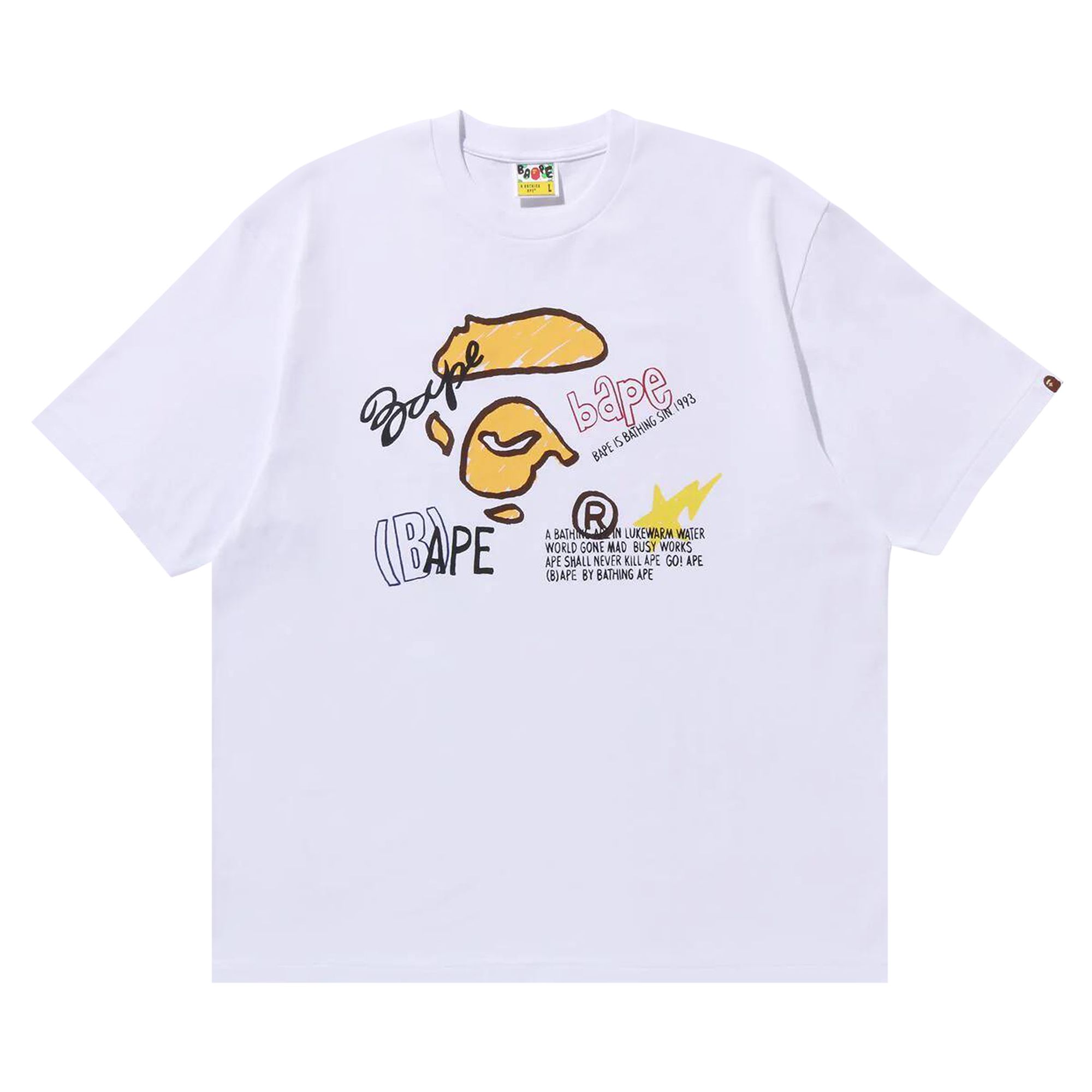 BAPE BAPE HAND DRAW GRAPHIC RELAXED FIT TEE 'WHITE'