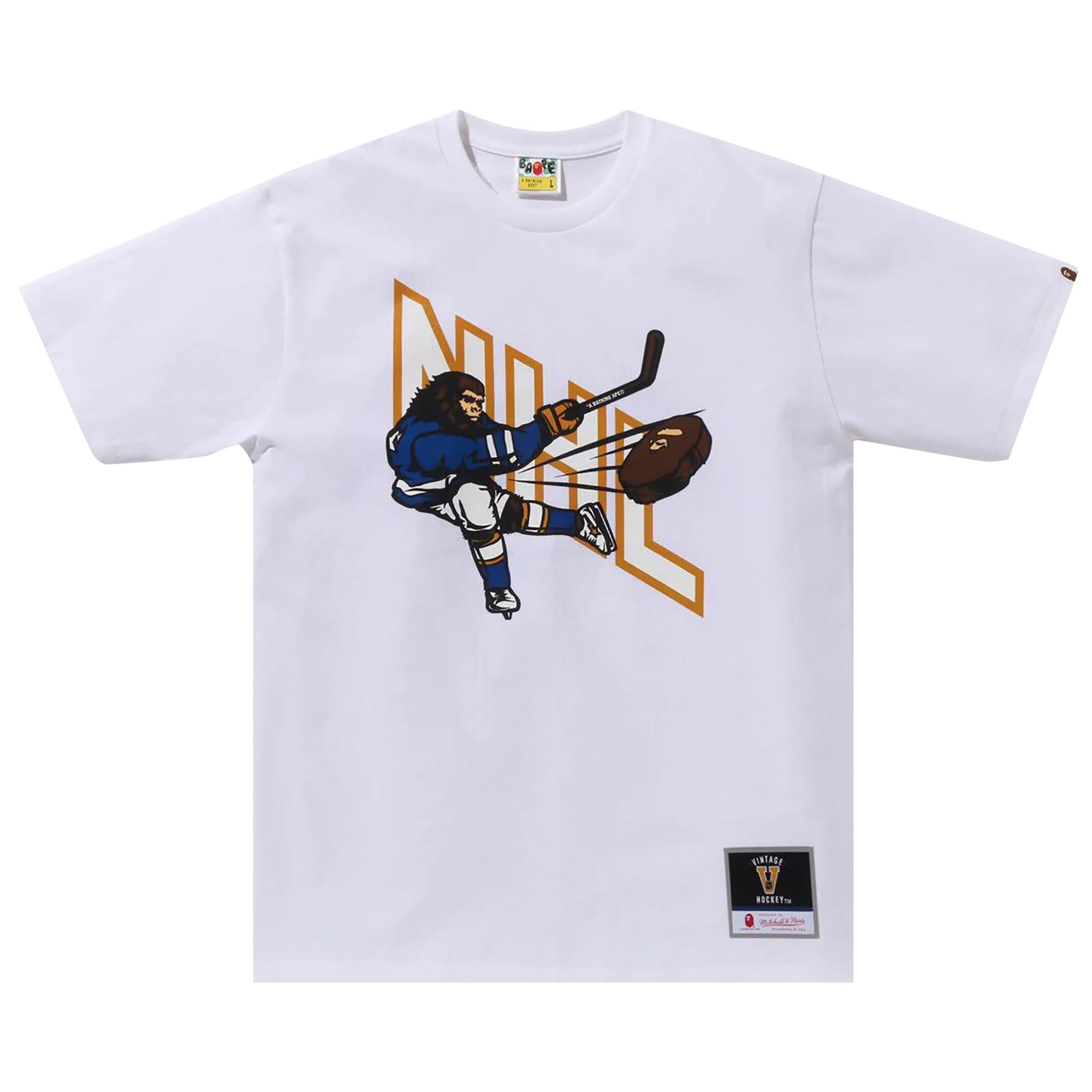 Pre-owned Bape X Mitchell & Ness Nhl Hockey Graphic Tee 'white' | Men's Size Xl